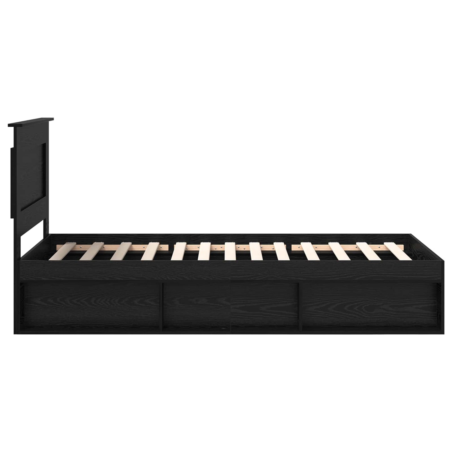 Bedframe met hoofdeinde Zwart 100 x 200 cm Massief grenenhout is nu te koop bij PeponiXL, paradijselijk wonen!