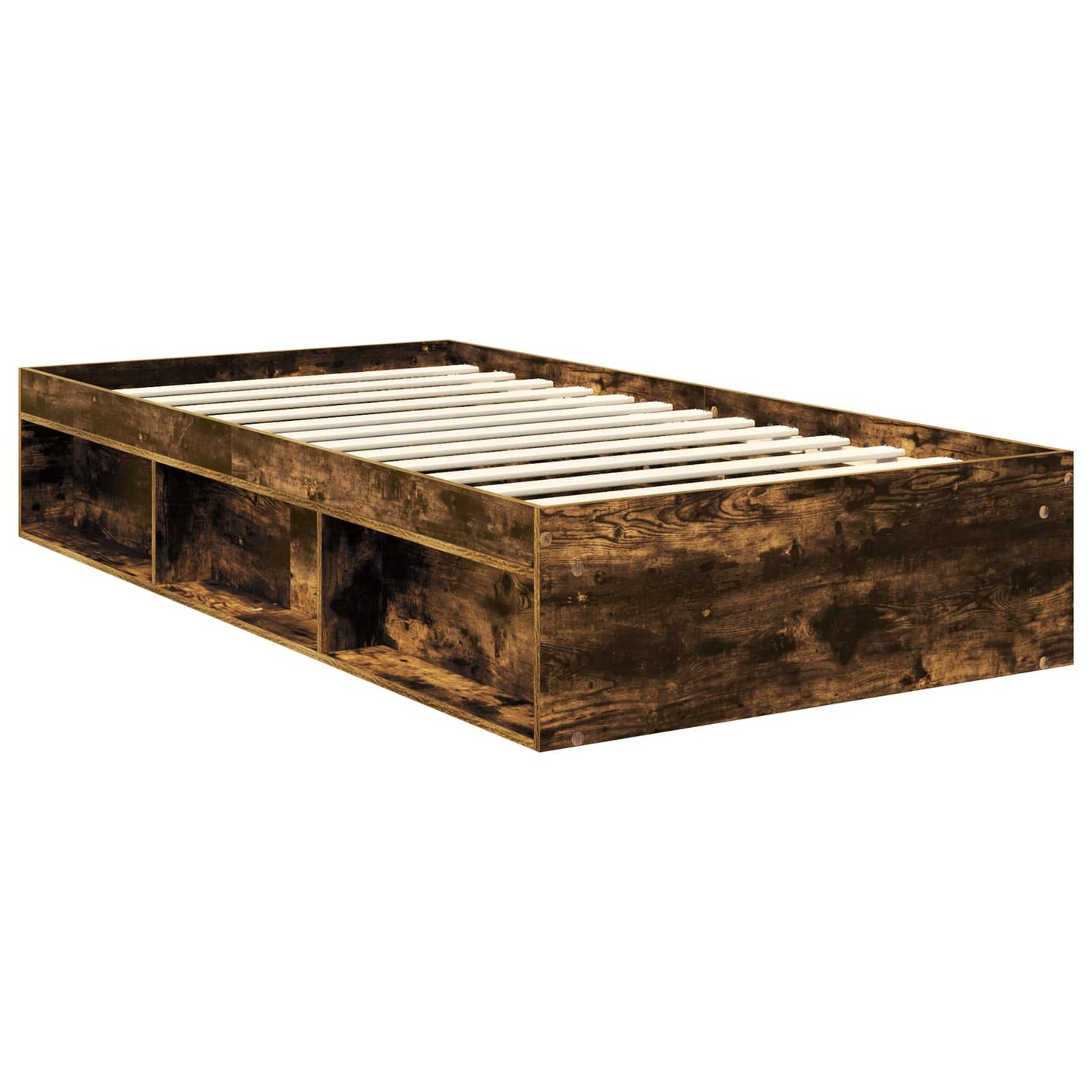 Bedframe met lade Gerookt eiken 100 x 200 cm Massief grenenhout is nu te koop bij PeponiXL, paradijselijk wonen!