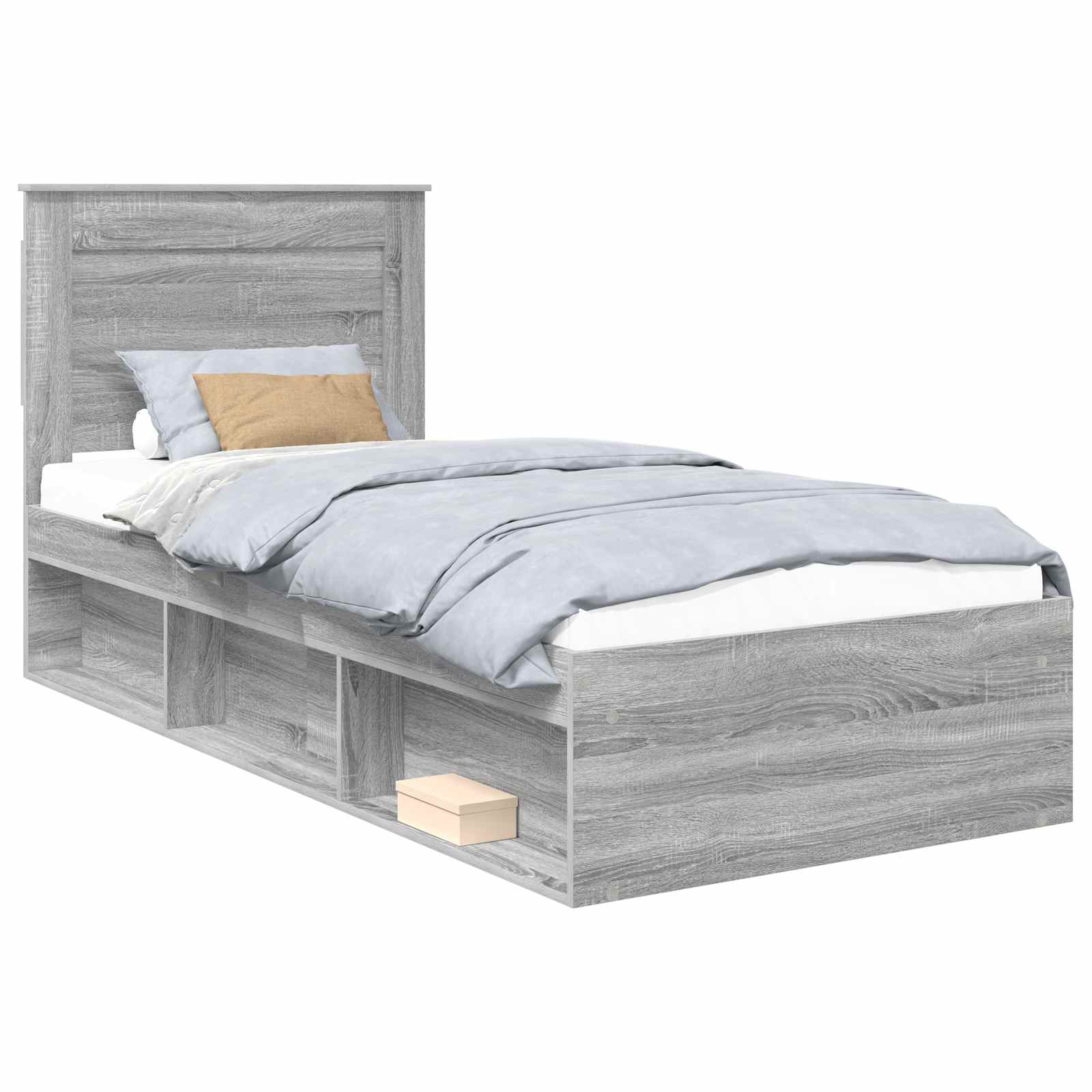 Bedframe met lade Grijs Sonoma 90 x 190 cm Massief grenenhout is nu te koop bij PeponiXL, paradijselijk wonen!