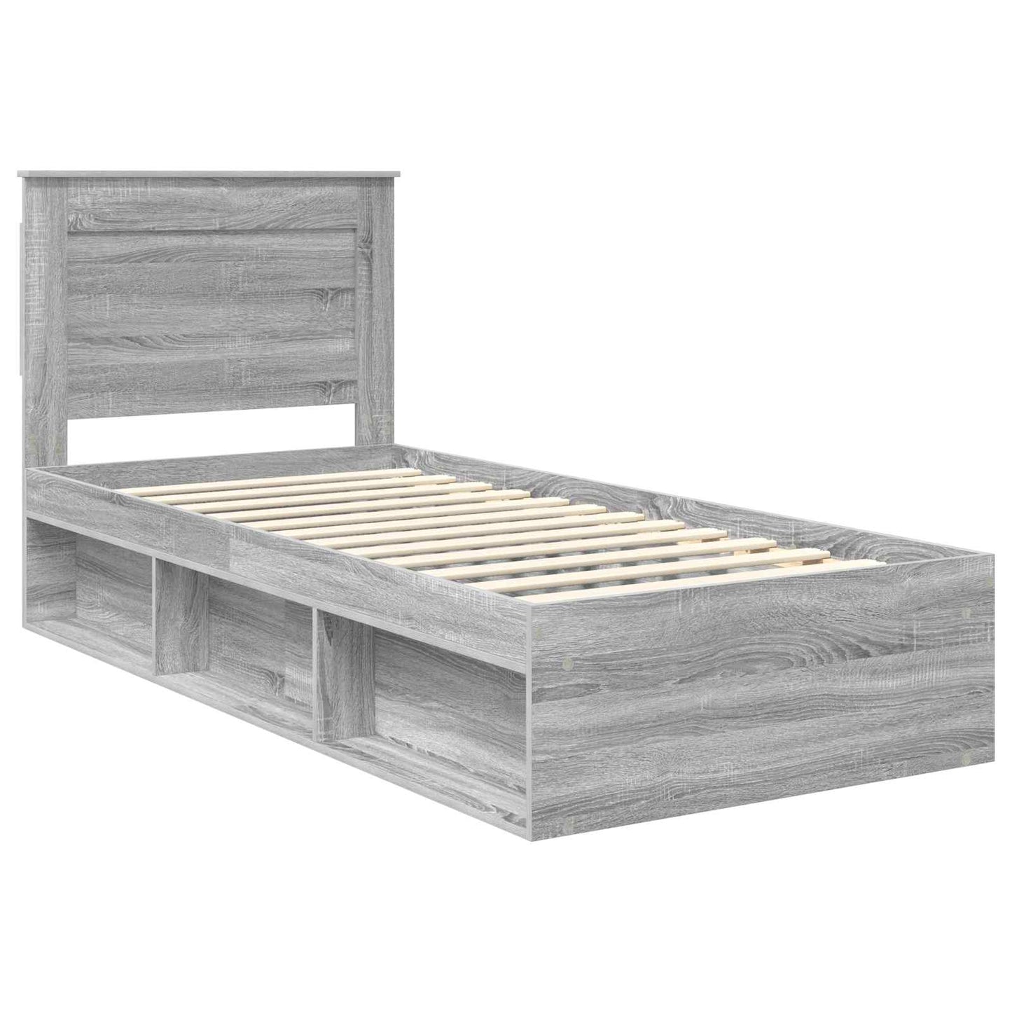 Bedframe met lade Grijs Sonoma 90 x 190 cm Massief grenenhout is nu te koop bij PeponiXL, paradijselijk wonen!