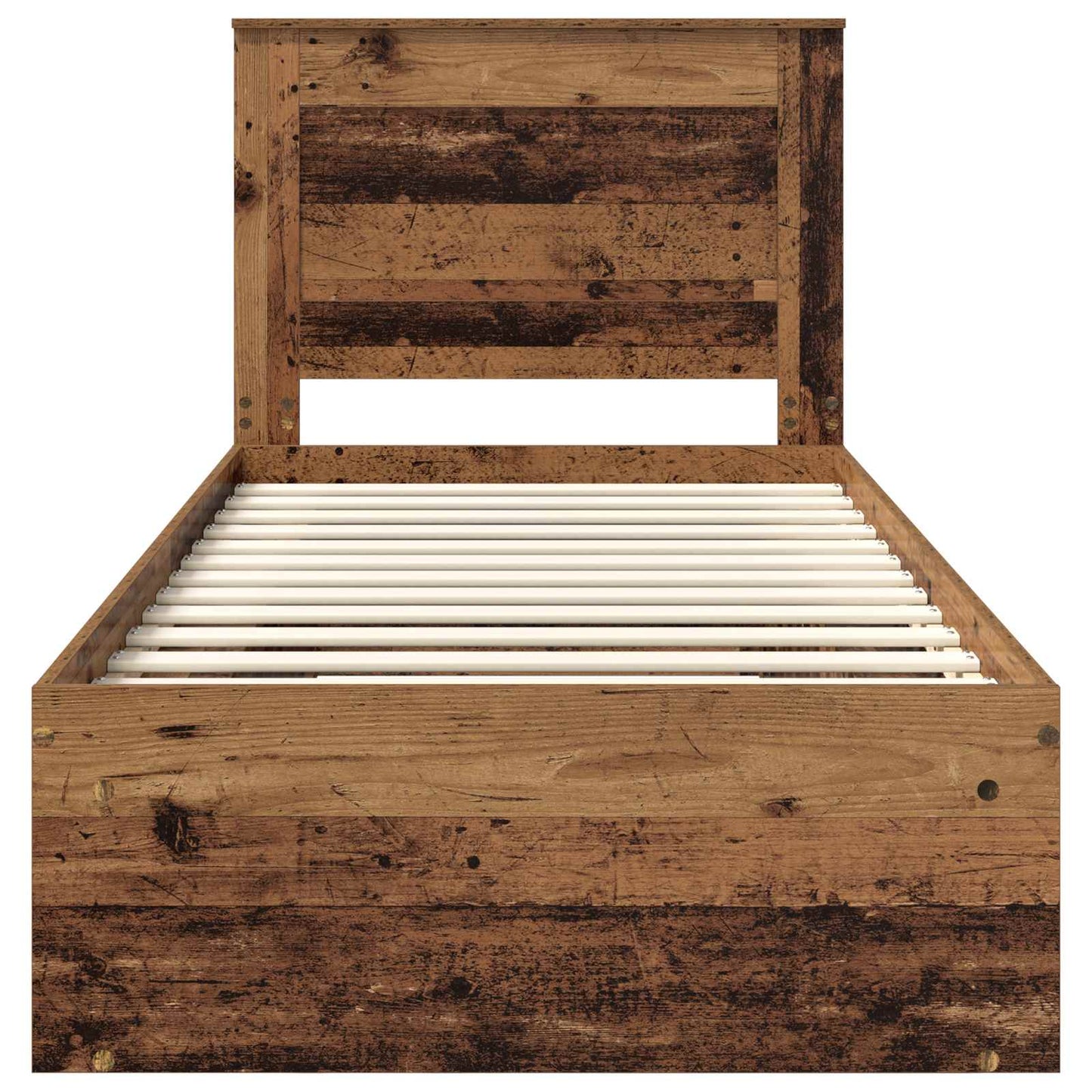Bedframe met hoofdeinde Oudhout 90 x 190 cm Massief grenenhout is nu te koop bij PeponiXL, paradijselijk wonen!