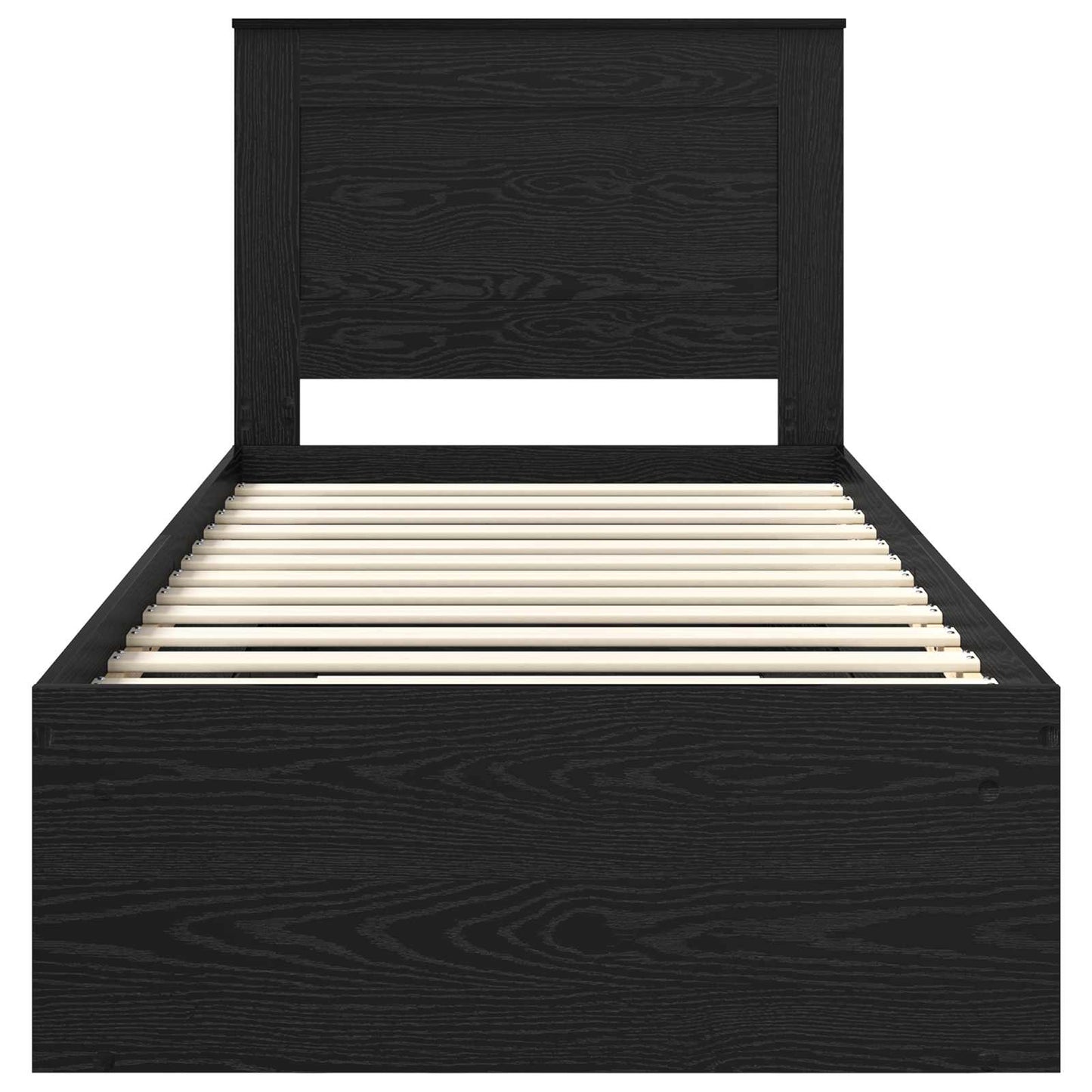 Bedframe met hoofdeinde Zwart 90 x 200 cm Massief grenenhout is nu te koop bij PeponiXL, paradijselijk wonen!