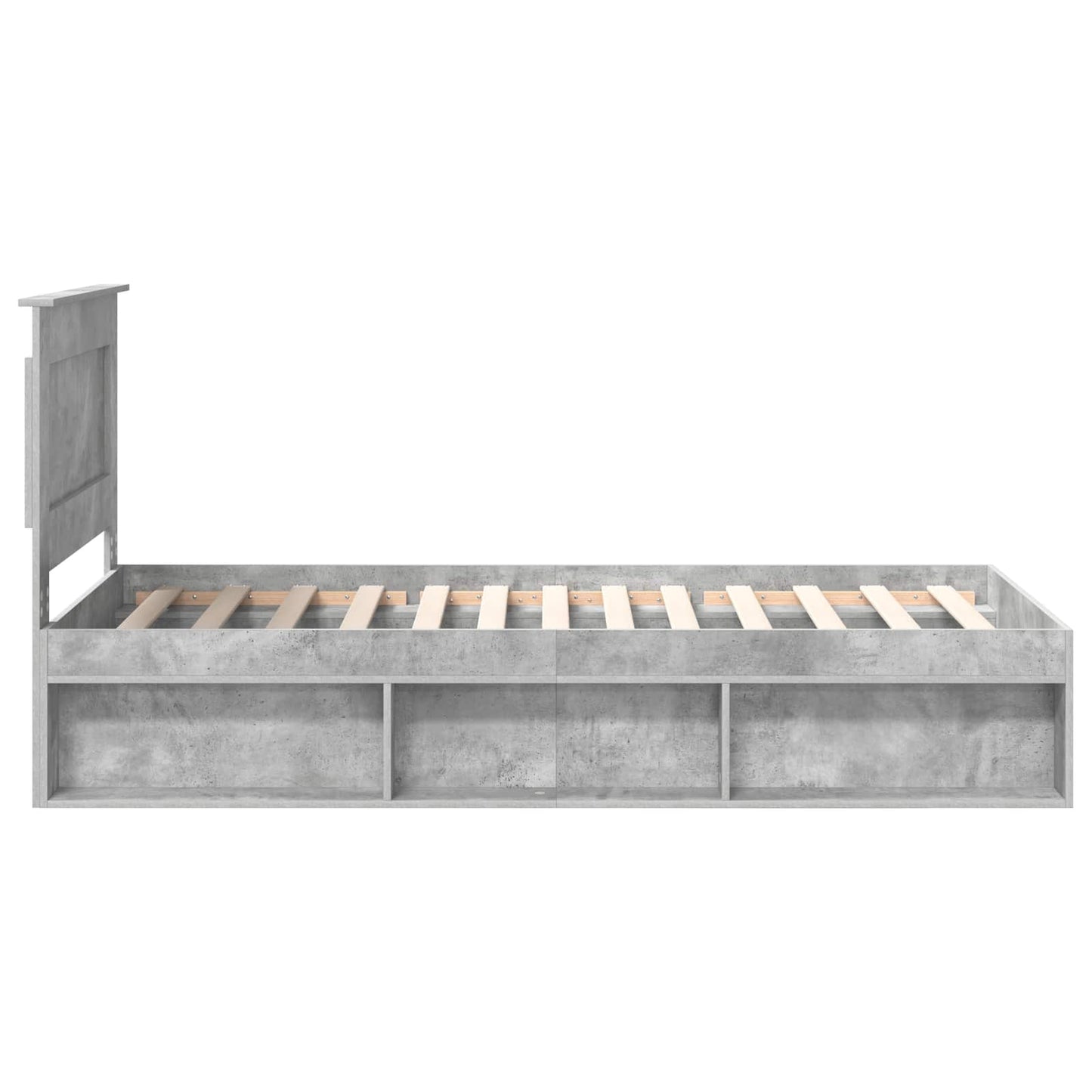 Bedframe met hoofdeinde Beton 90 x 200 cm Massief grenenhout is nu te koop bij PeponiXL, paradijselijk wonen!