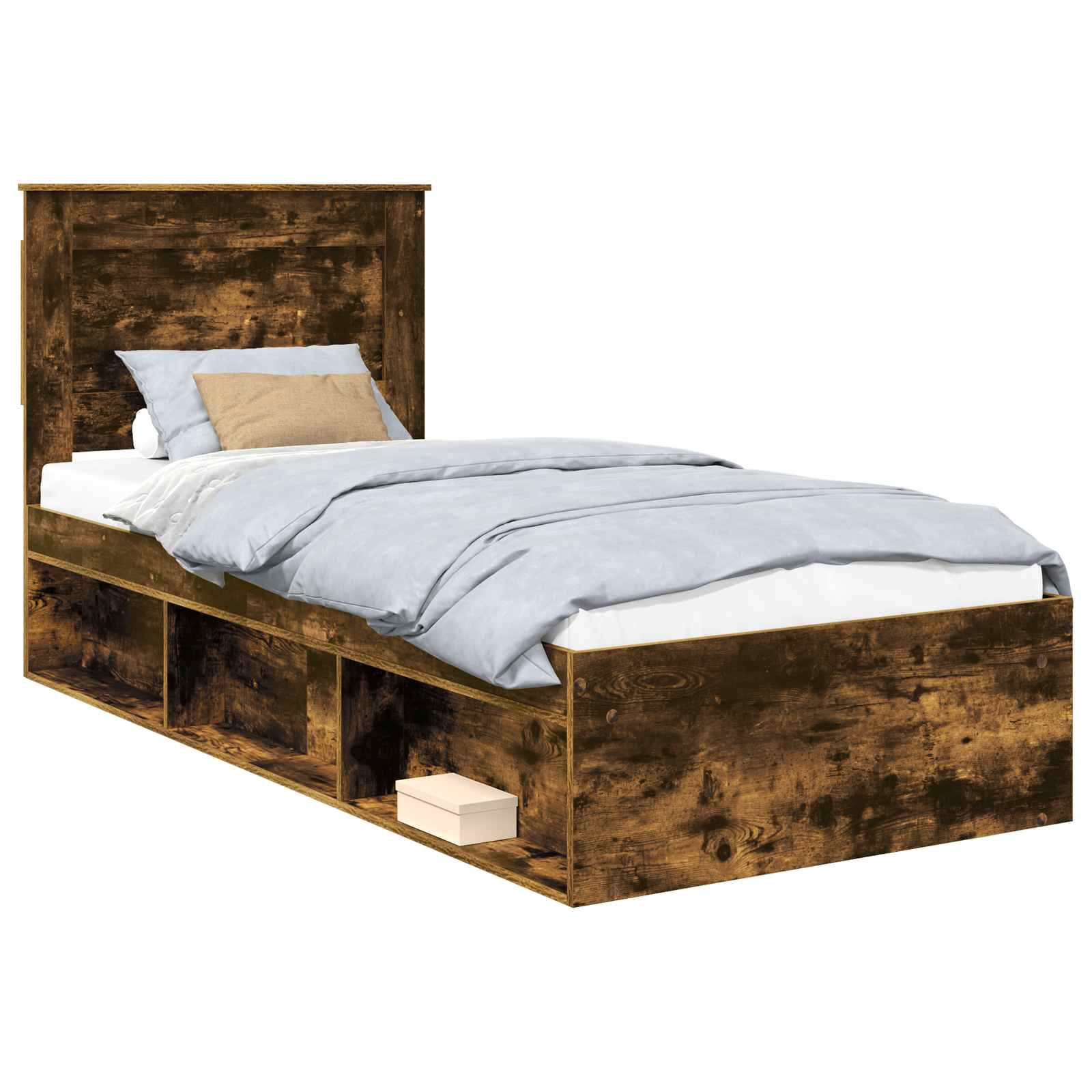 Bedframe met lade Gerookt eiken 90 x 200 cm Massief grenenhout is nu te koop bij PeponiXL, paradijselijk wonen!