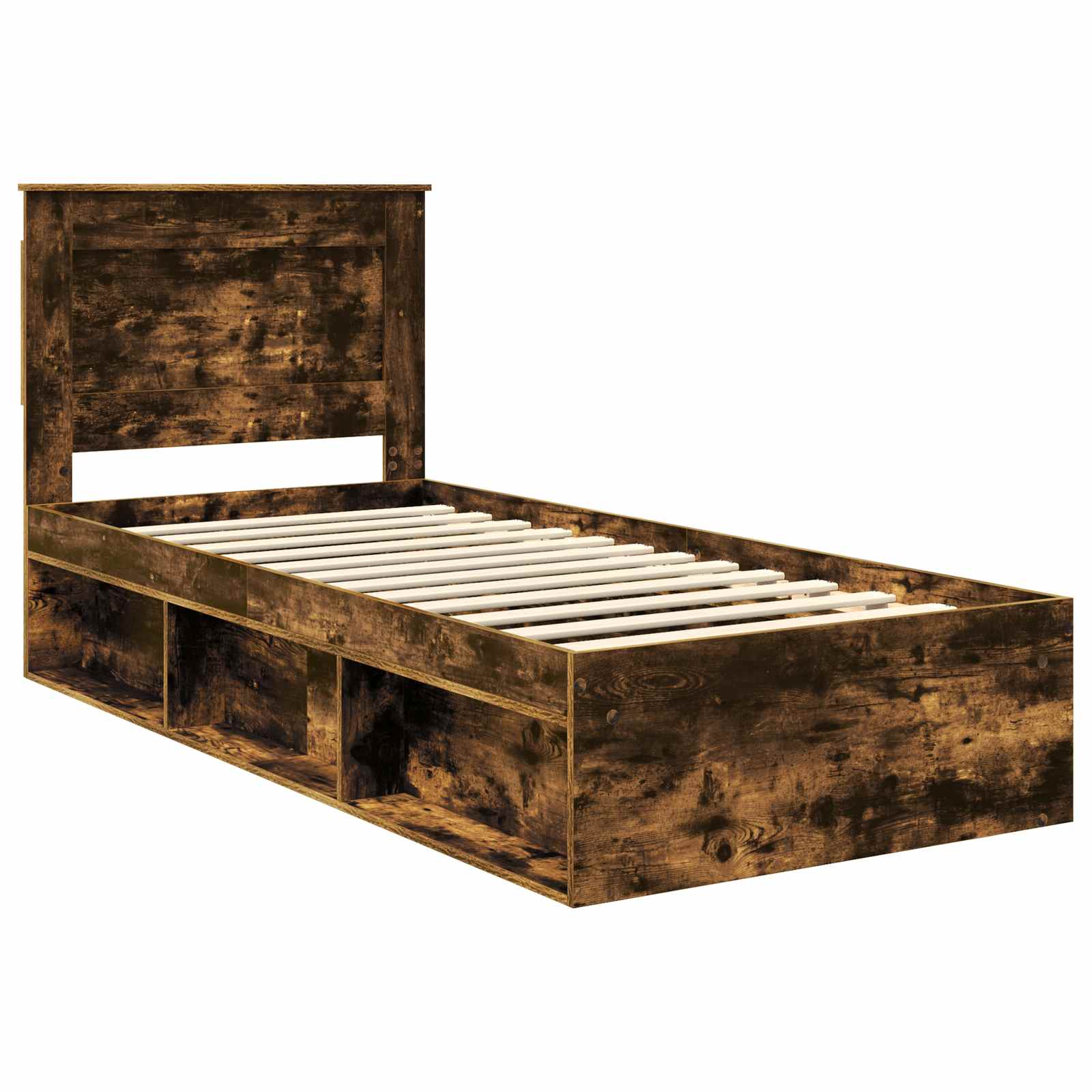 Bedframe met lade Gerookt eiken 90 x 200 cm Massief grenenhout is nu te koop bij PeponiXL, paradijselijk wonen!