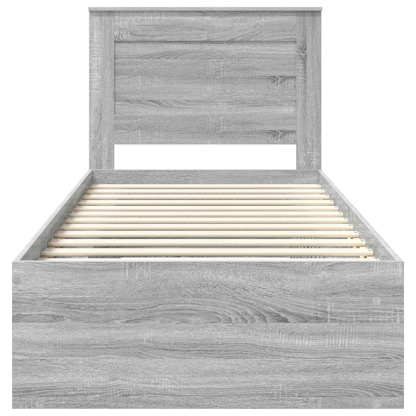 Bedframe met lade Grijs Sonoma 90 x 200 cm Massief grenenhout is nu te koop bij PeponiXL, paradijselijk wonen!