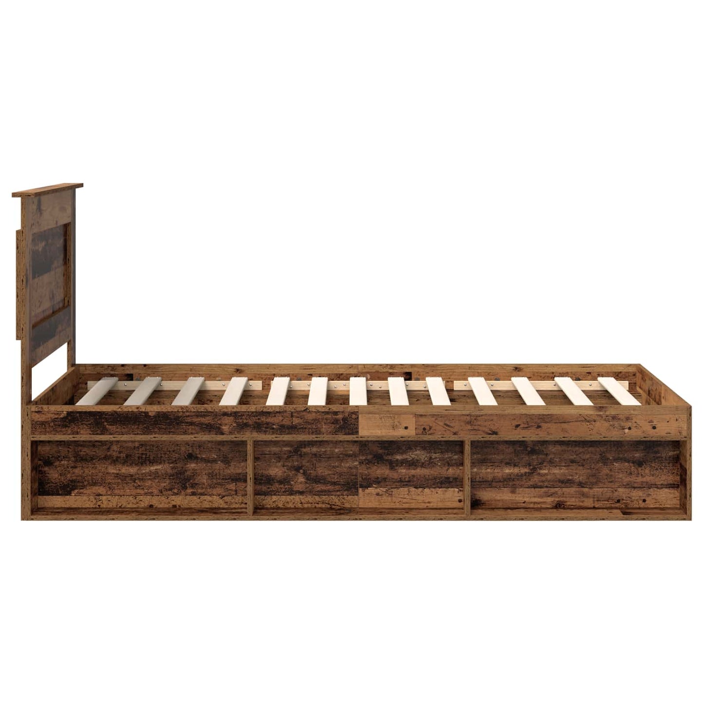 Bedframe met hoofdeinde Oudhout 90 x 200 cm Massief grenenhout is nu te koop bij PeponiXL, paradijselijk wonen!