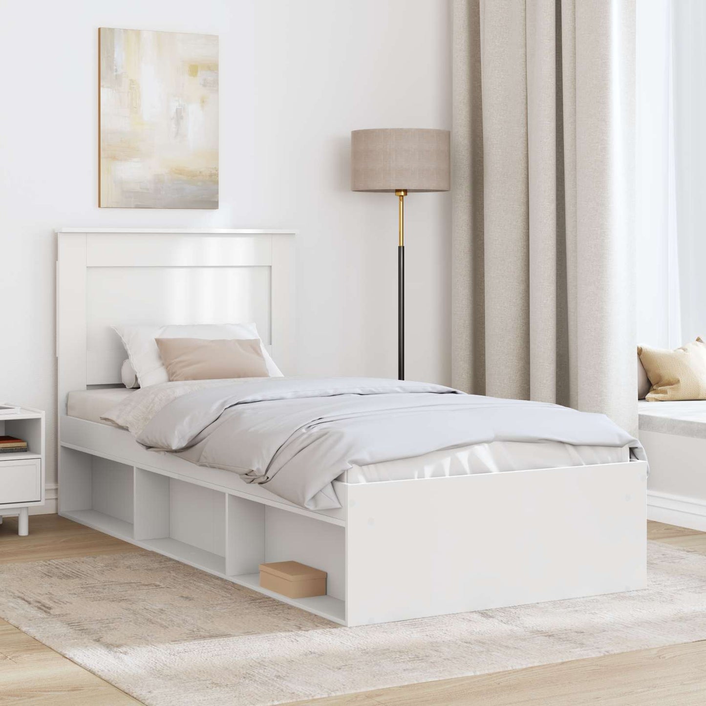 Bedframe met hoofdeinde Wit 75 x 190 cm Massief grenenhout is nu te koop bij PeponiXL, paradijselijk wonen!