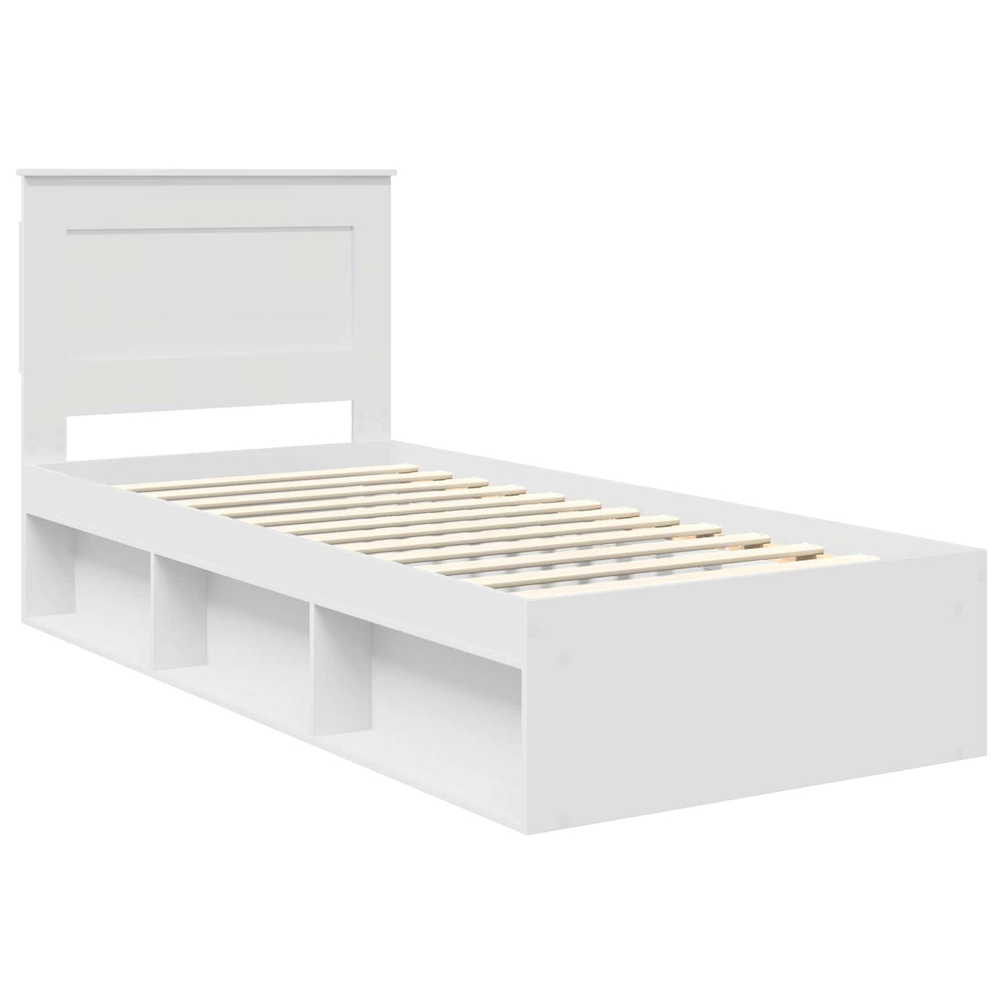Bedframe met hoofdeinde Wit 75 x 190 cm Massief grenenhout is nu te koop bij PeponiXL, paradijselijk wonen!