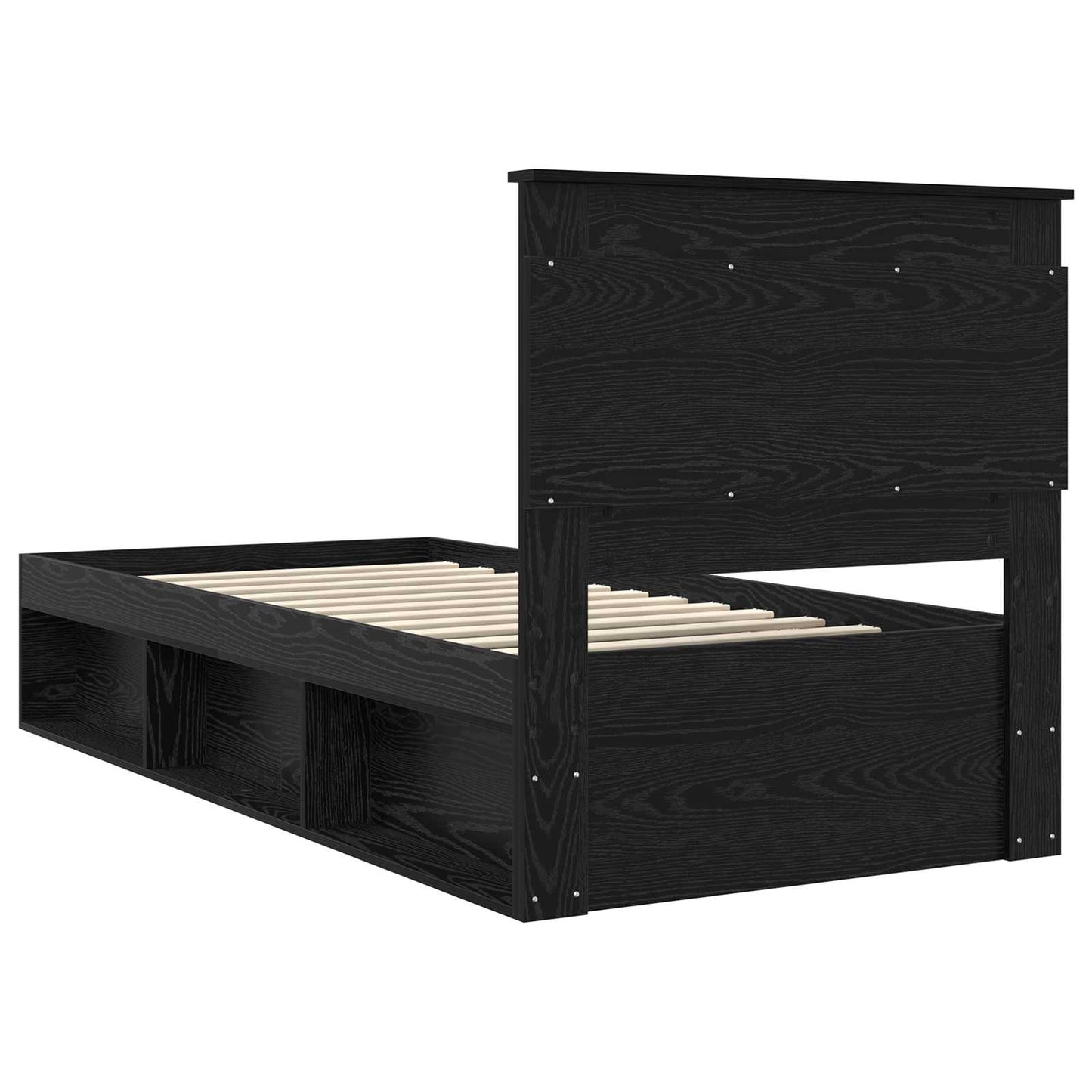 Bedframe met hoofdeinde Zwart 75 x 190 cm Massief grenenhout is nu te koop bij PeponiXL, paradijselijk wonen!