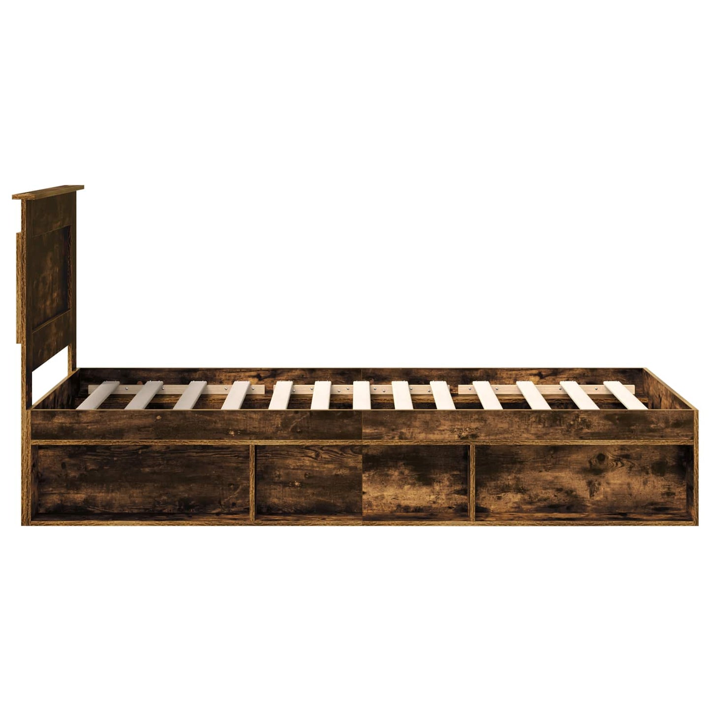 Bedframe met lade Gerookt eiken 75 x 190 cm Massief grenenhout is nu te koop bij PeponiXL, paradijselijk wonen!