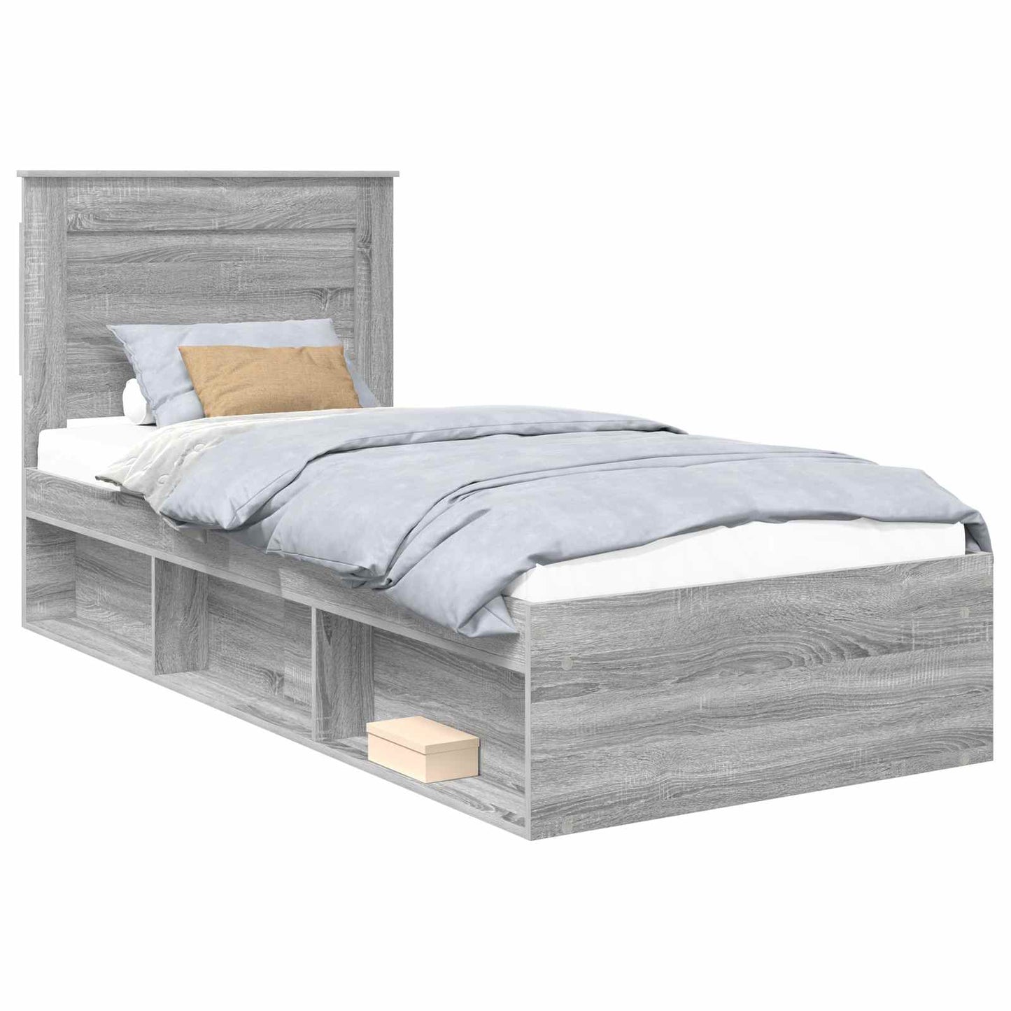 Bedframe met lade Grijs Sonoma 75 x 190 cm Massief grenenhout is nu te koop bij PeponiXL, paradijselijk wonen!