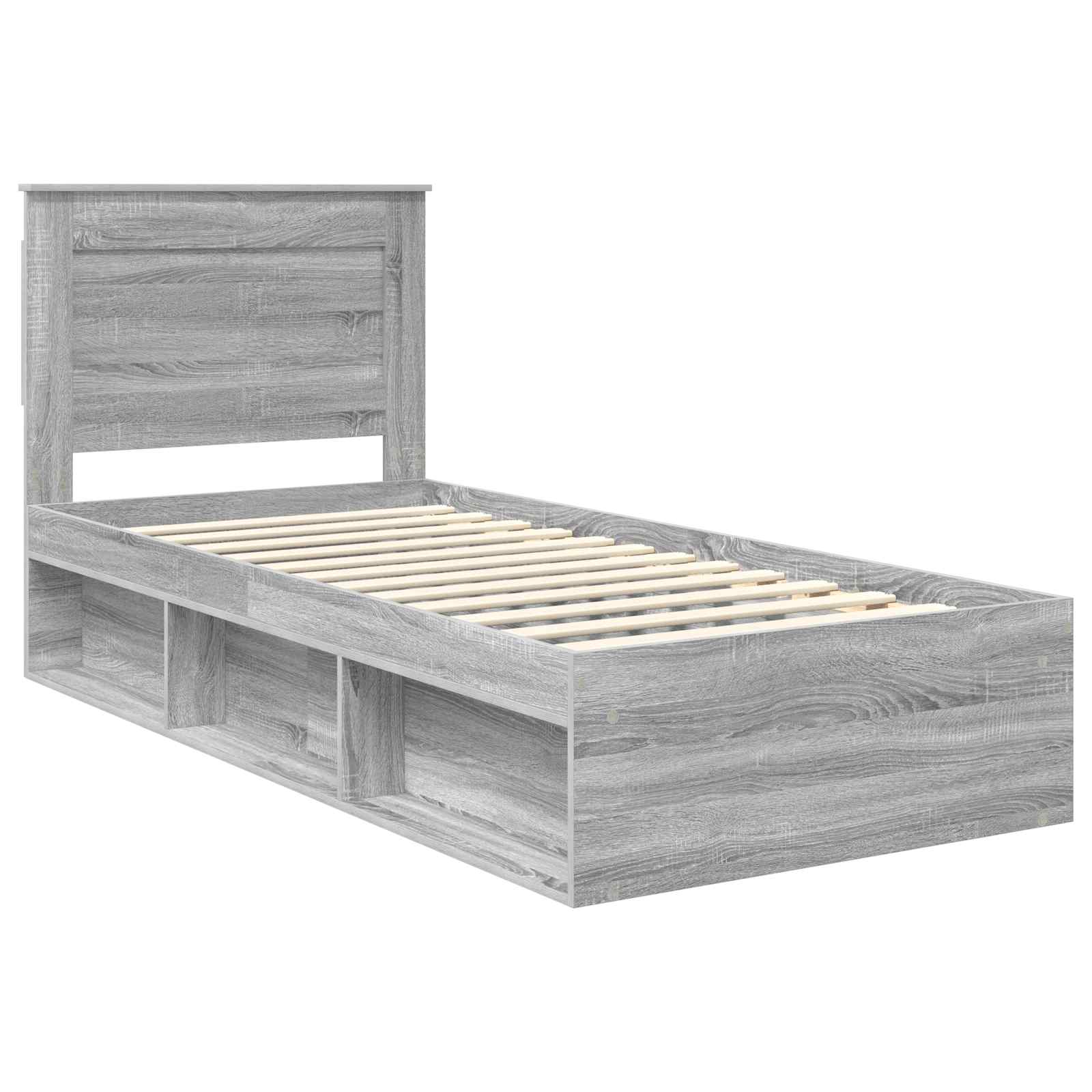 Bedframe met lade Grijs Sonoma 75 x 190 cm Massief grenenhout is nu te koop bij PeponiXL, paradijselijk wonen!