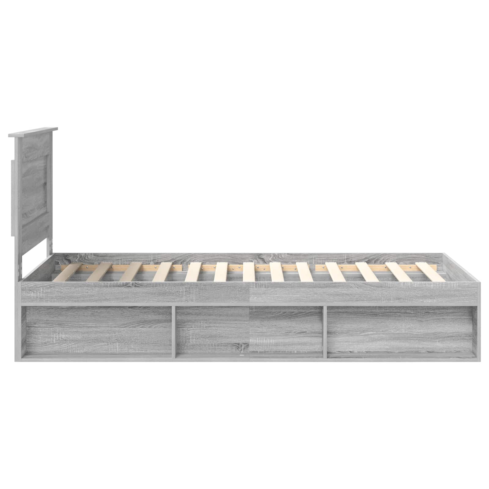 Bedframe met lade Grijs Sonoma 75 x 190 cm Massief grenenhout is nu te koop bij PeponiXL, paradijselijk wonen!