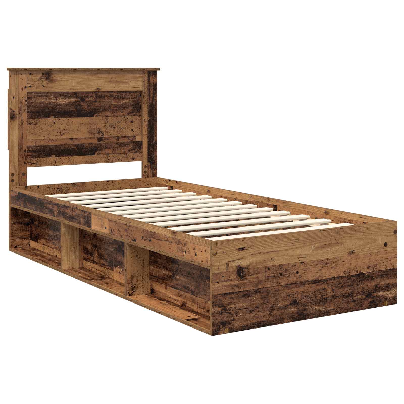 Bedframe met hoofdeinde Oudhout 75 x 190 cm Massief grenenhout is nu te koop bij PeponiXL, paradijselijk wonen!