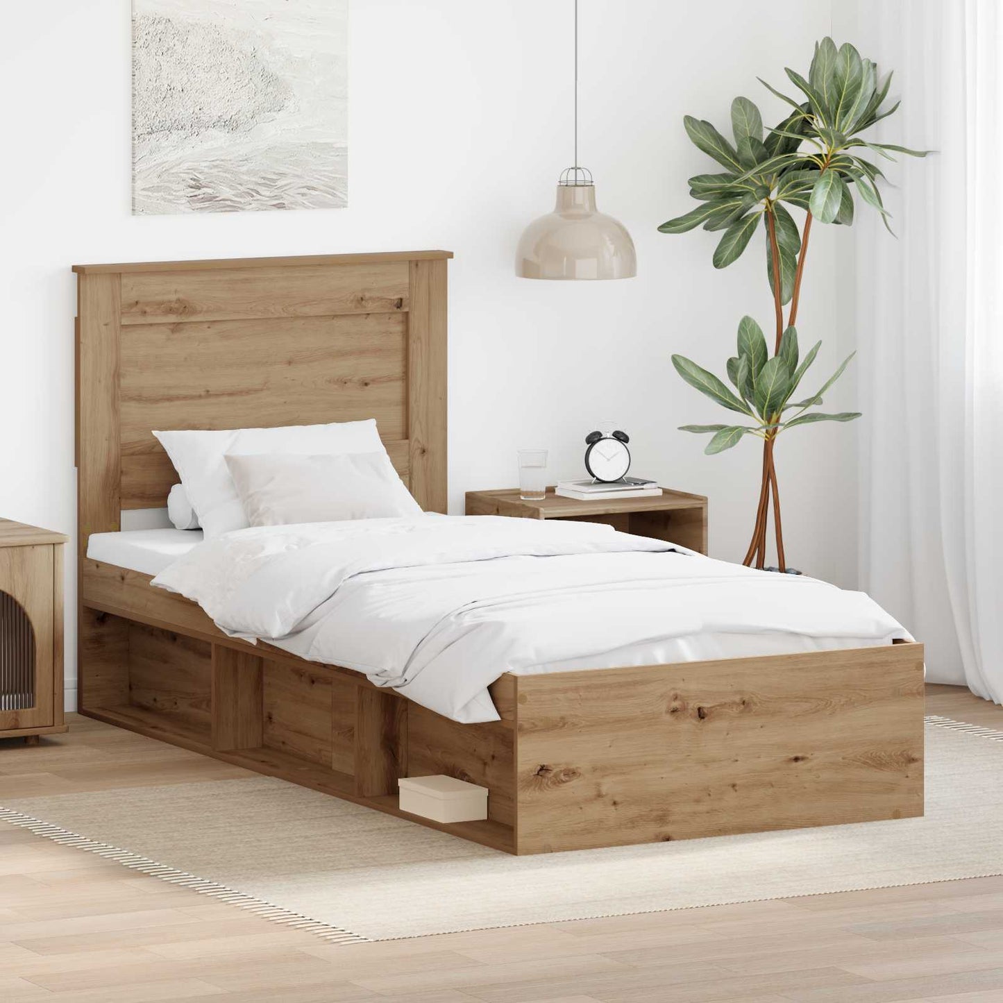 Bedframe Ambachtelijk eiken 75 x 190 cm Massief grenenhout is nu te koop bij PeponiXL, paradijselijk wonen!