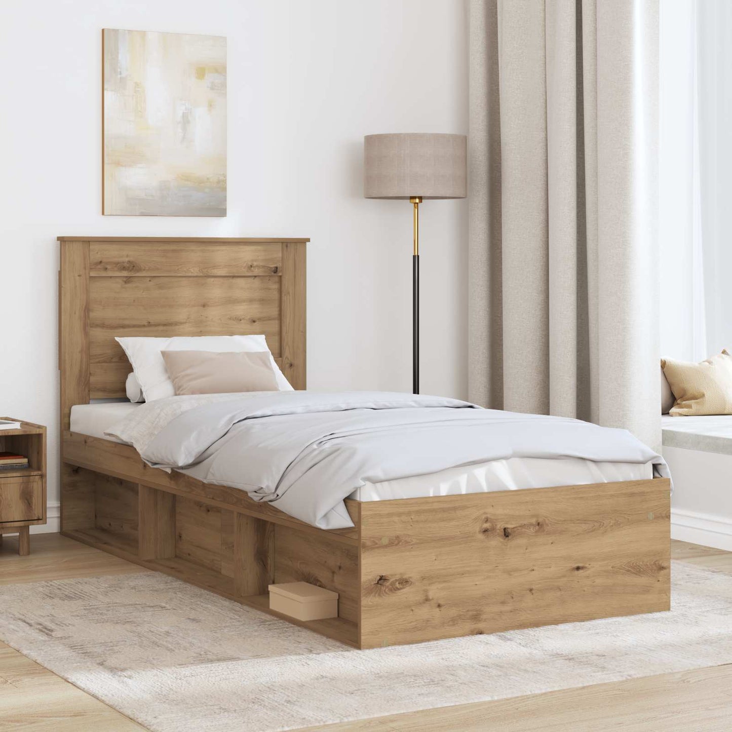 Bedframe Ambachtelijk eiken 75 x 190 cm Massief grenenhout is nu te koop bij PeponiXL, paradijselijk wonen!
