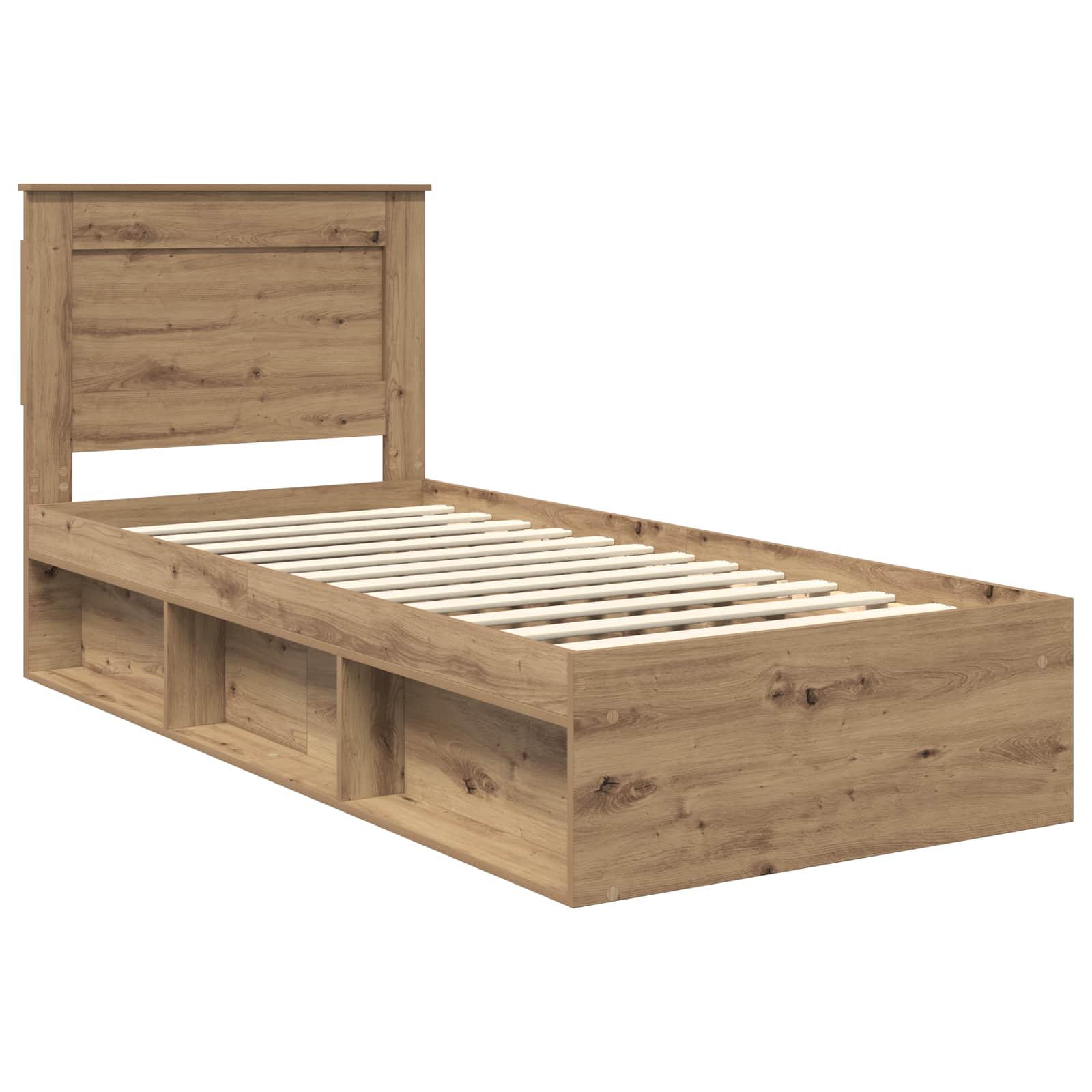 Bedframe Ambachtelijk eiken 75 x 190 cm Massief grenenhout is nu te koop bij PeponiXL, paradijselijk wonen!