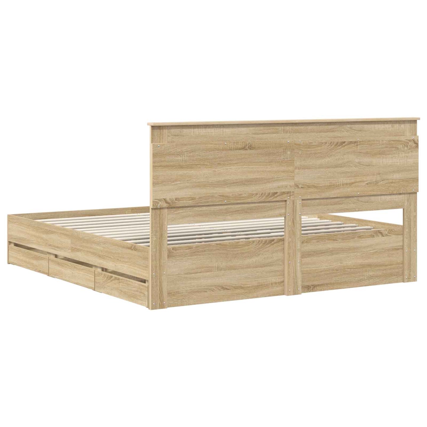 Bedframe met lade Sonoma Eiken 200 x 200 cm Ingenieurshout is nu te koop bij PeponiXL, paradijselijk wonen!