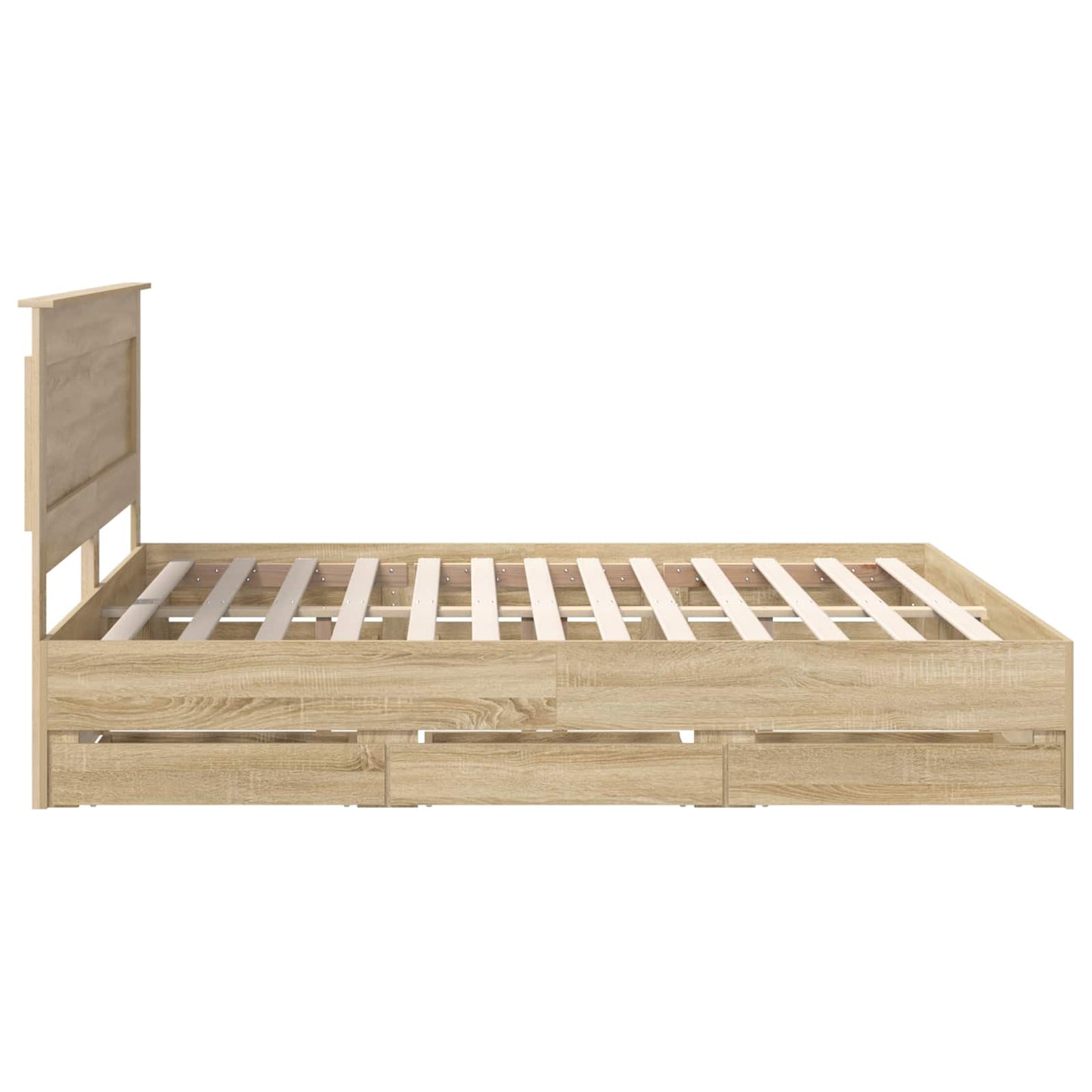 Bedframe met lade Sonoma Eiken 200 x 200 cm Ingenieurshout is nu te koop bij PeponiXL, paradijselijk wonen!