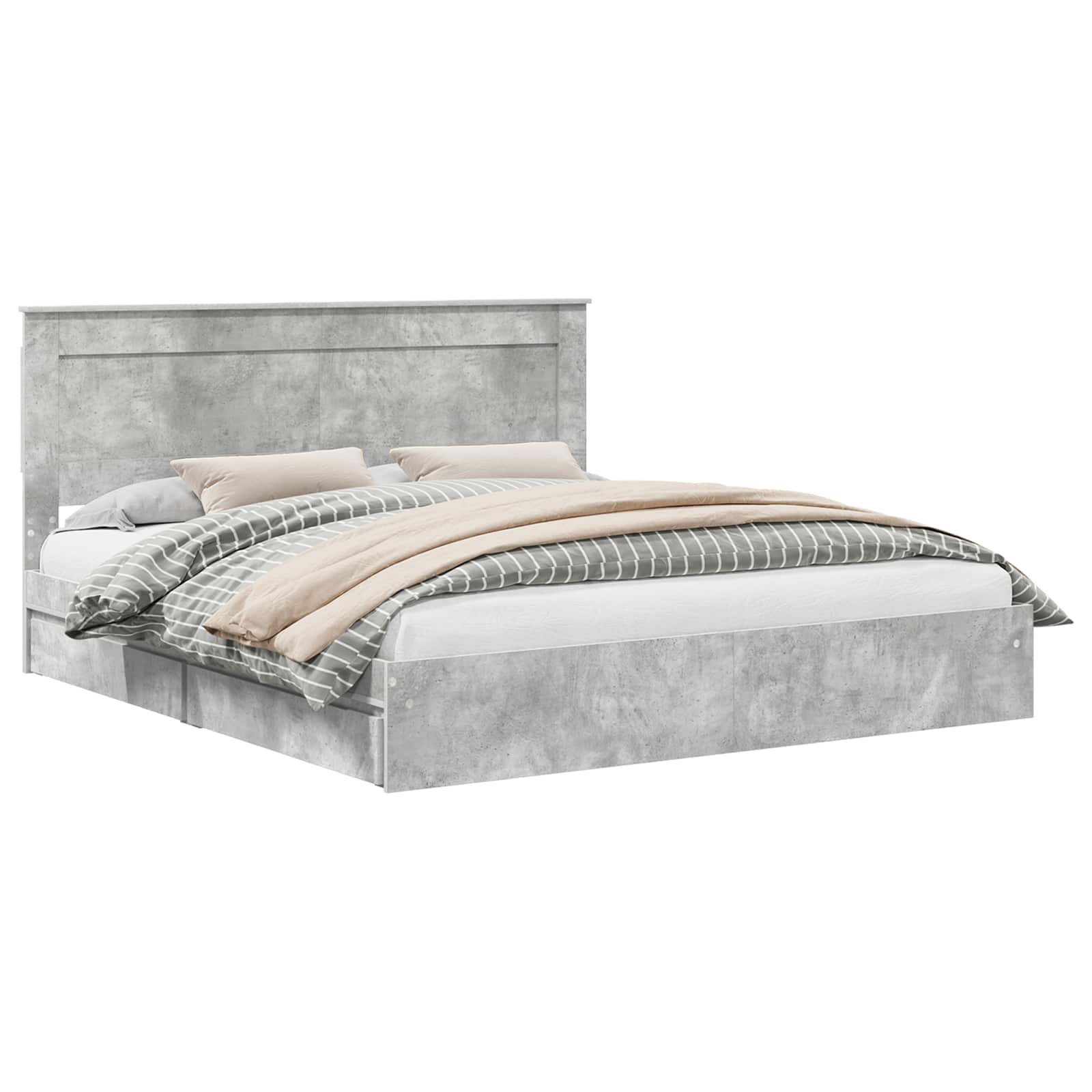 Opslag bed met hoofdeinde Beton Grijs 200 x 200 cm Bewerkt hout is nu te koop bij PeponiXL, paradijselijk wonen!