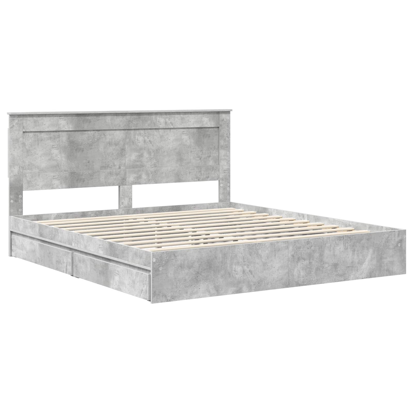 Opslag bed met hoofdeinde Beton Grijs 200 x 200 cm Bewerkt hout is nu te koop bij PeponiXL, paradijselijk wonen!