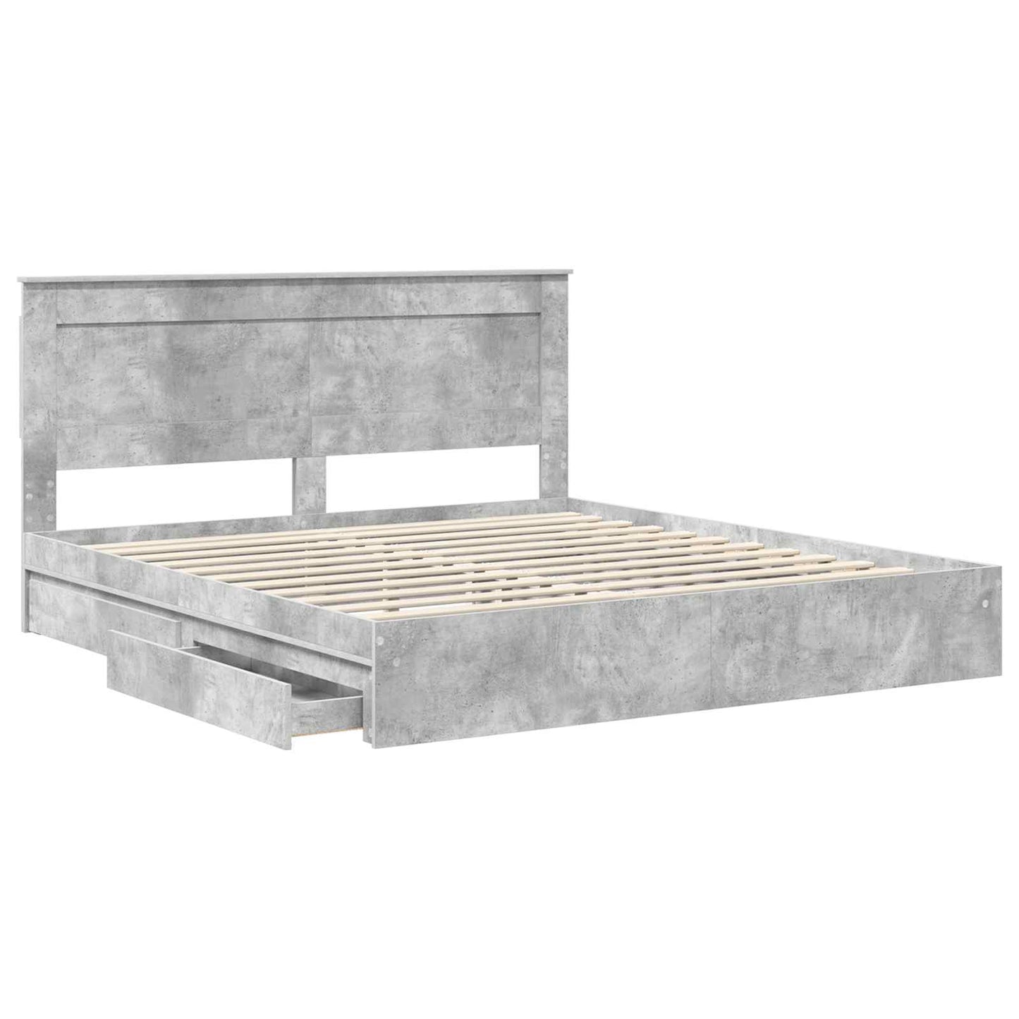 Opslag bed met hoofdeinde Beton Grijs 200 x 200 cm Bewerkt hout is nu te koop bij PeponiXL, paradijselijk wonen!