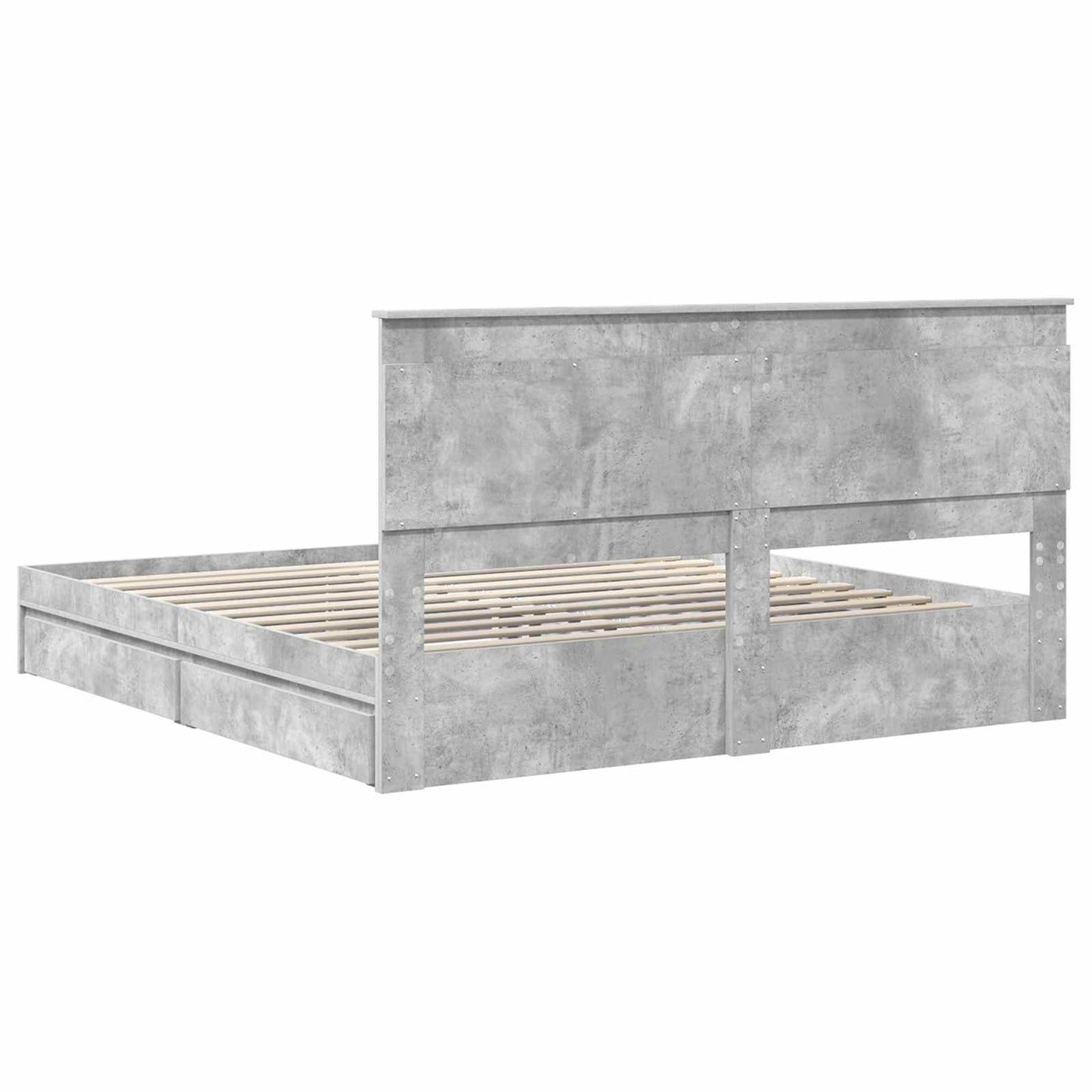Opslag bed met hoofdeinde Beton Grijs 200 x 200 cm Bewerkt hout is nu te koop bij PeponiXL, paradijselijk wonen!