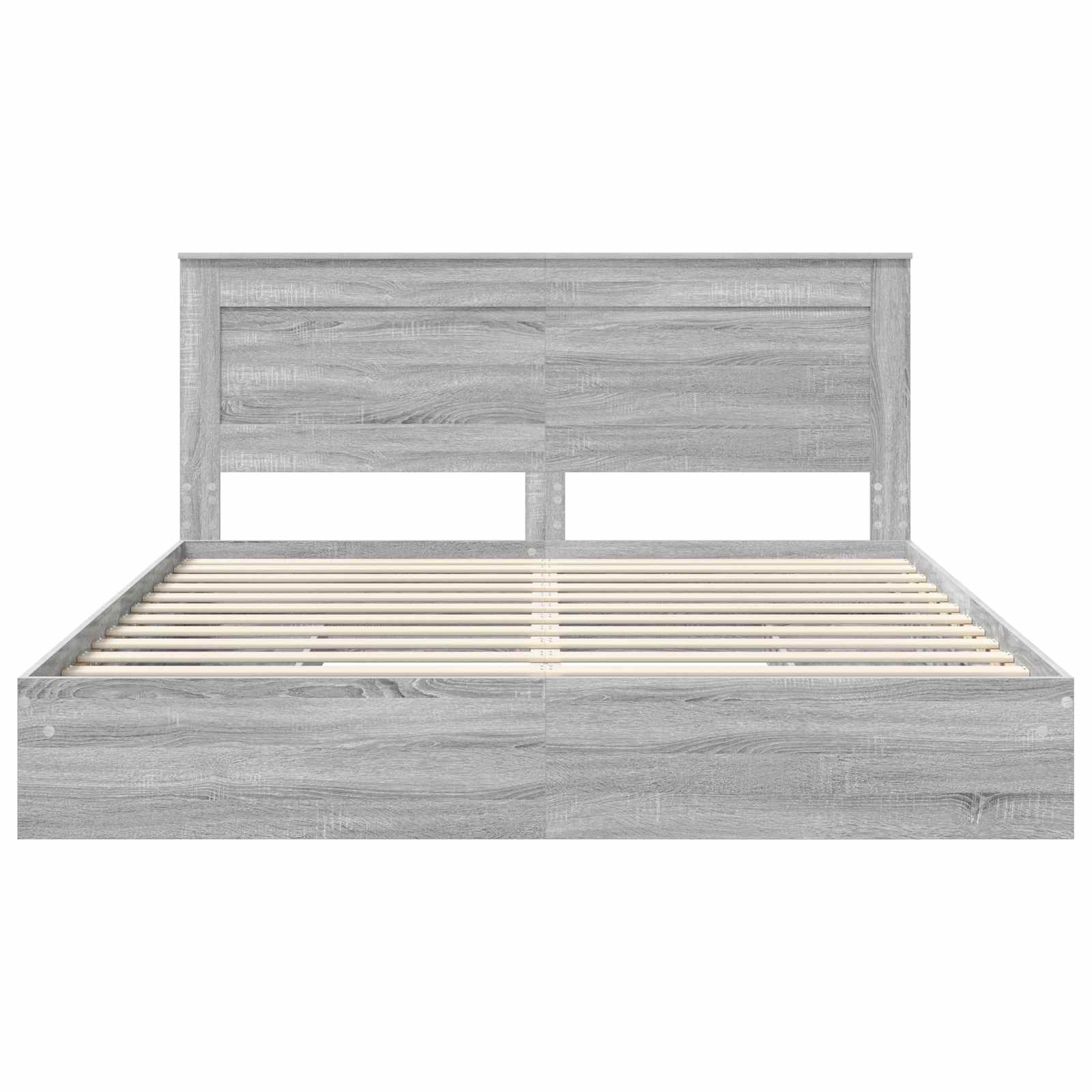 Opslag bed met lade Grijs Sonoma 200 x 200 cm Bewerkt hout is nu te koop bij PeponiXL, paradijselijk wonen!