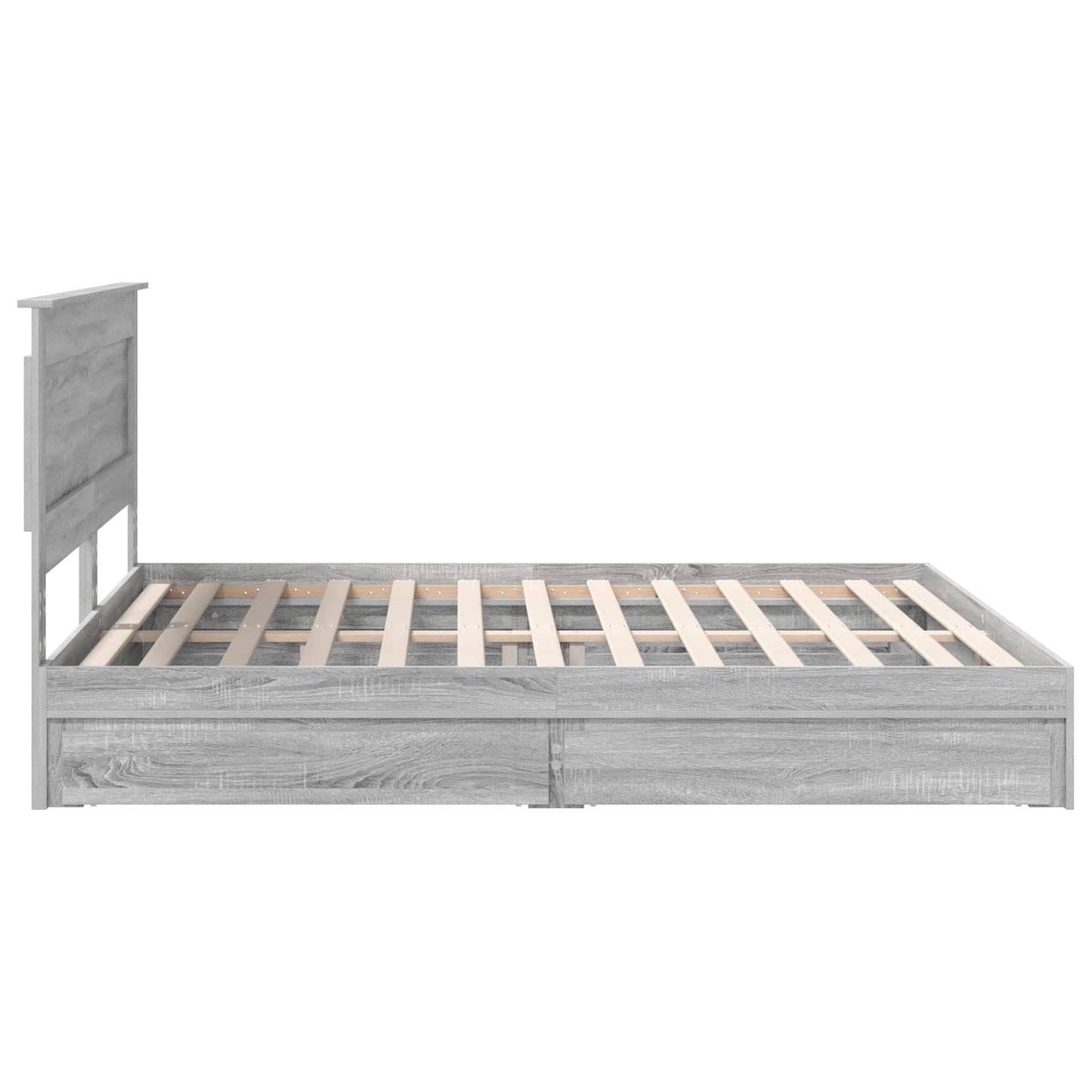 Opslag bed met lade Grijs Sonoma 200 x 200 cm Bewerkt hout is nu te koop bij PeponiXL, paradijselijk wonen!