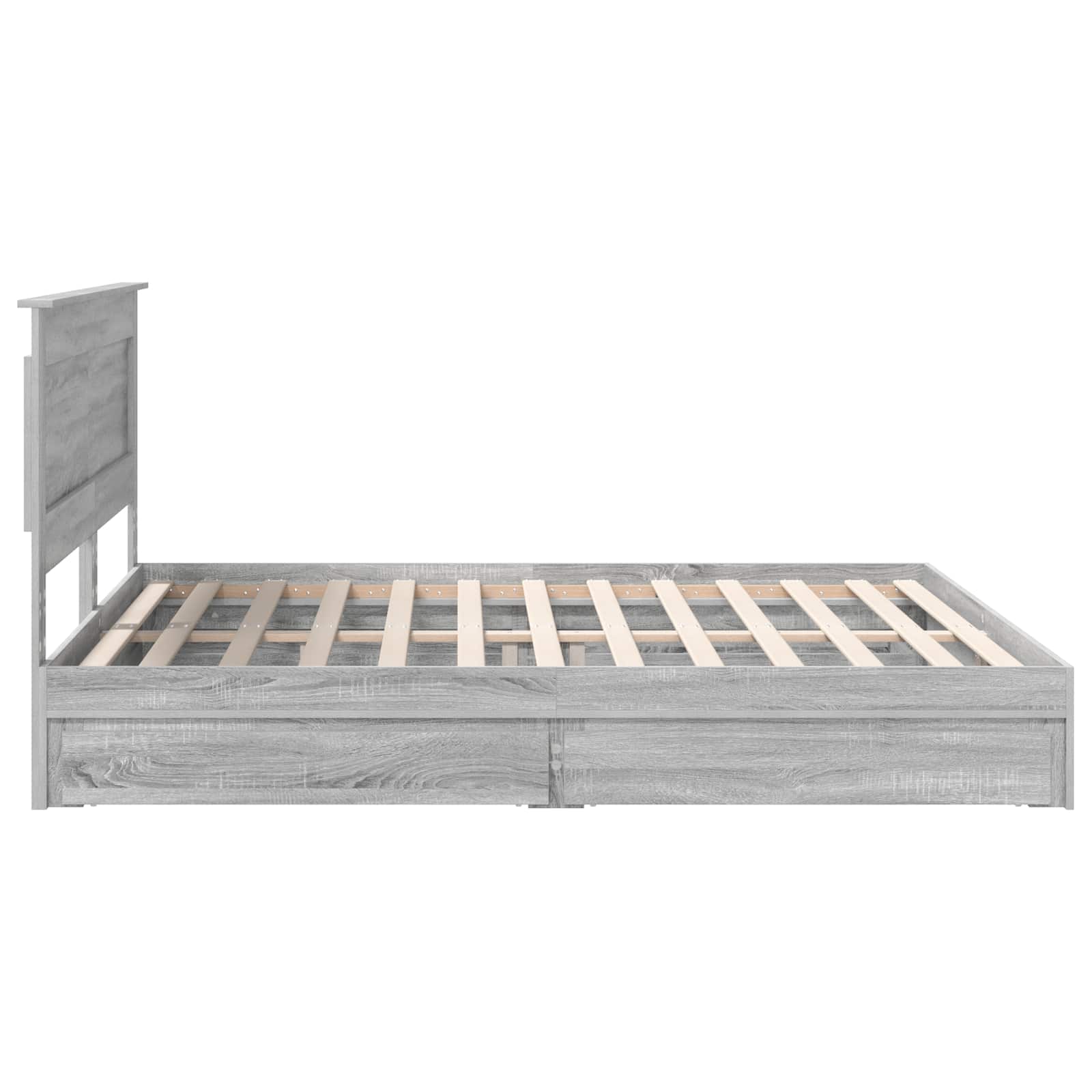 Opslag bed met lade Grijs Sonoma 200 x 200 cm Bewerkt hout is nu te koop bij PeponiXL, paradijselijk wonen!