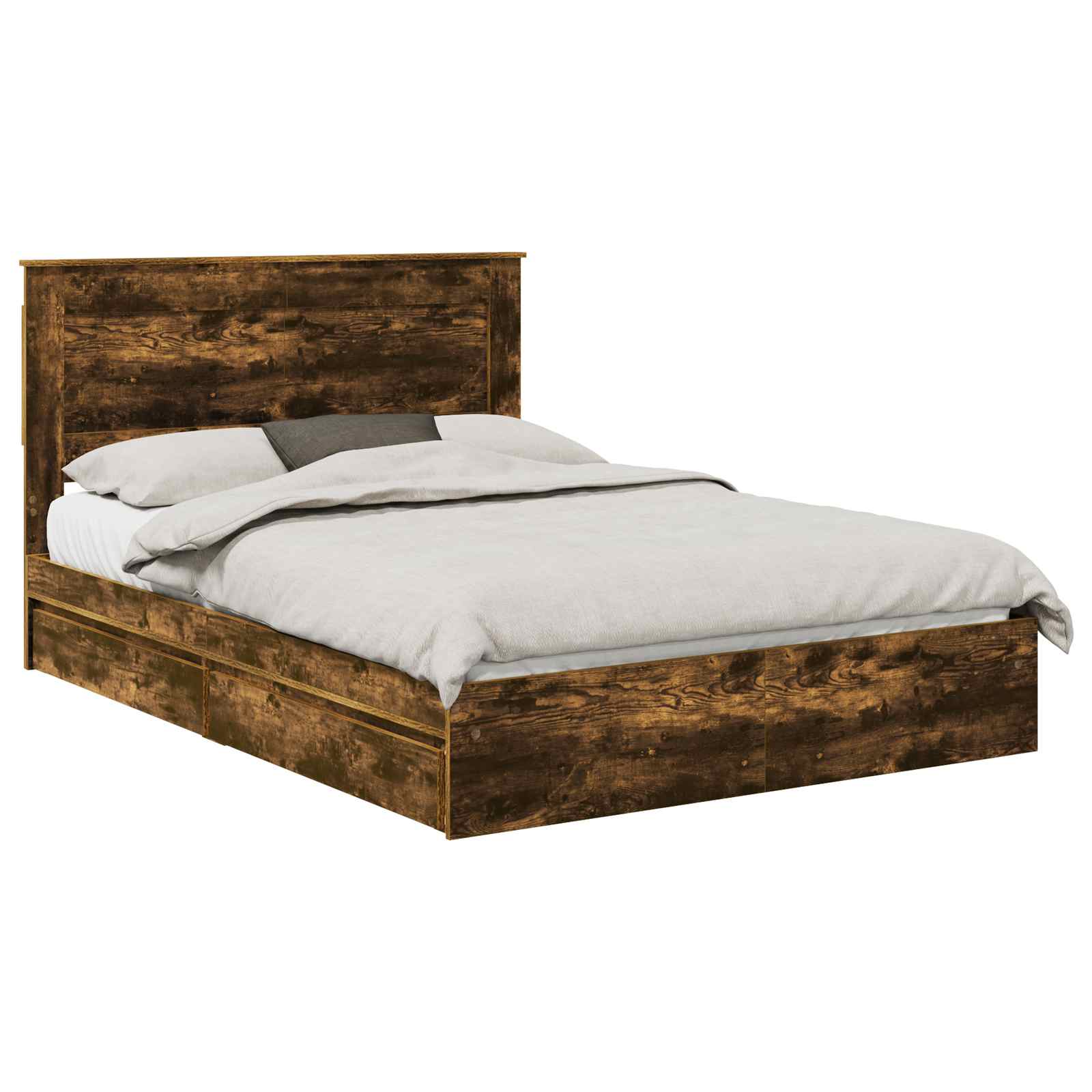 Opslag bed met lade Gerookt eiken 160 x 200 cm Bewerkt hout is nu te koop bij PeponiXL, paradijselijk wonen!