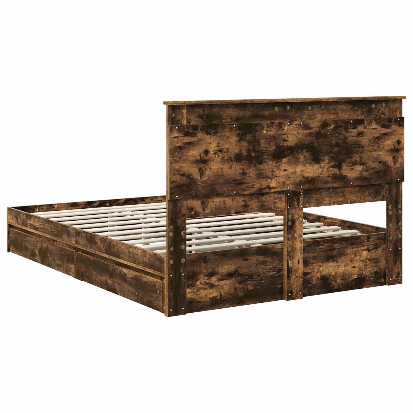 Opslag bed met lade Gerookt eiken 160 x 200 cm Bewerkt hout is nu te koop bij PeponiXL, paradijselijk wonen!