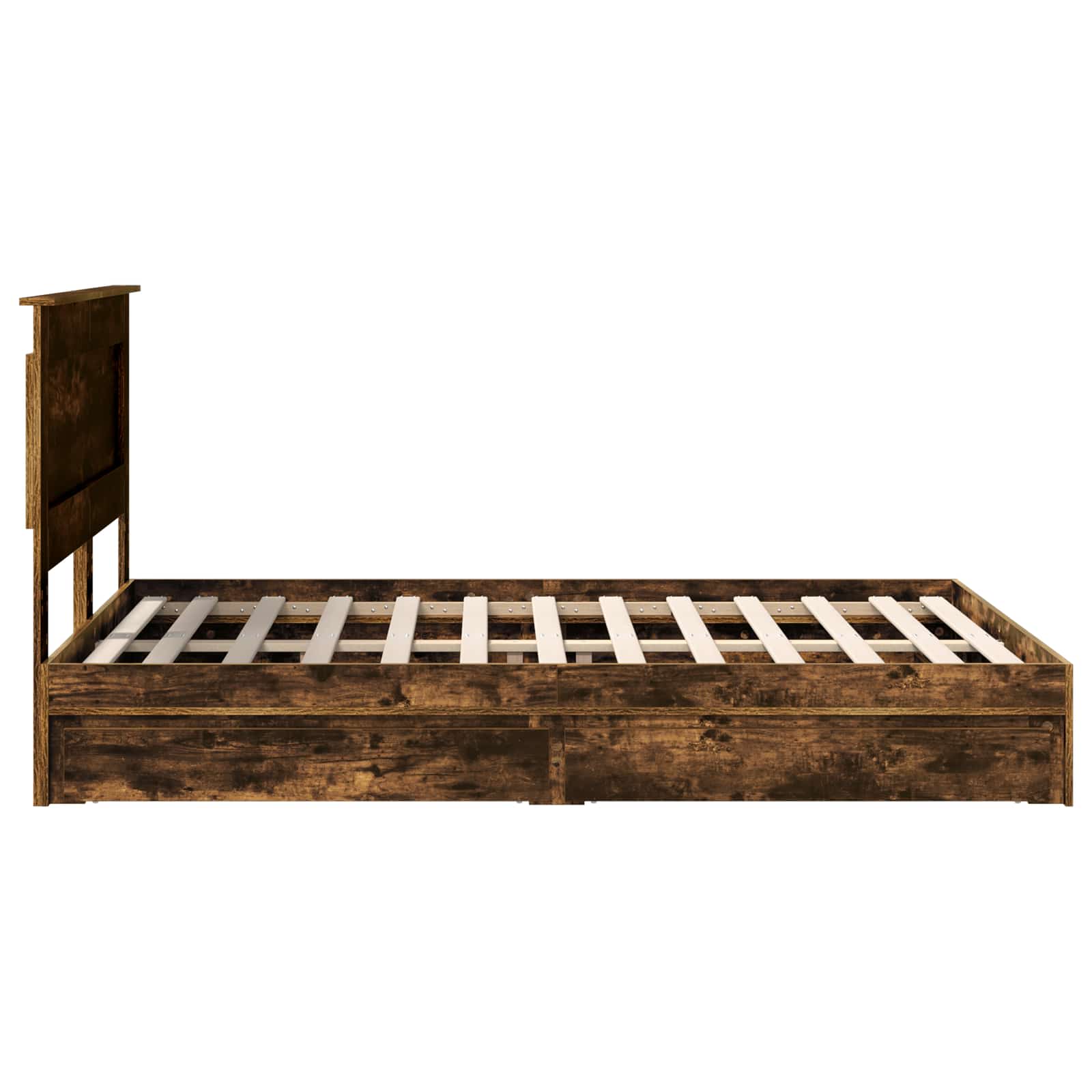 Opslag bed met lade Gerookt eiken 160 x 200 cm Bewerkt hout is nu te koop bij PeponiXL, paradijselijk wonen!