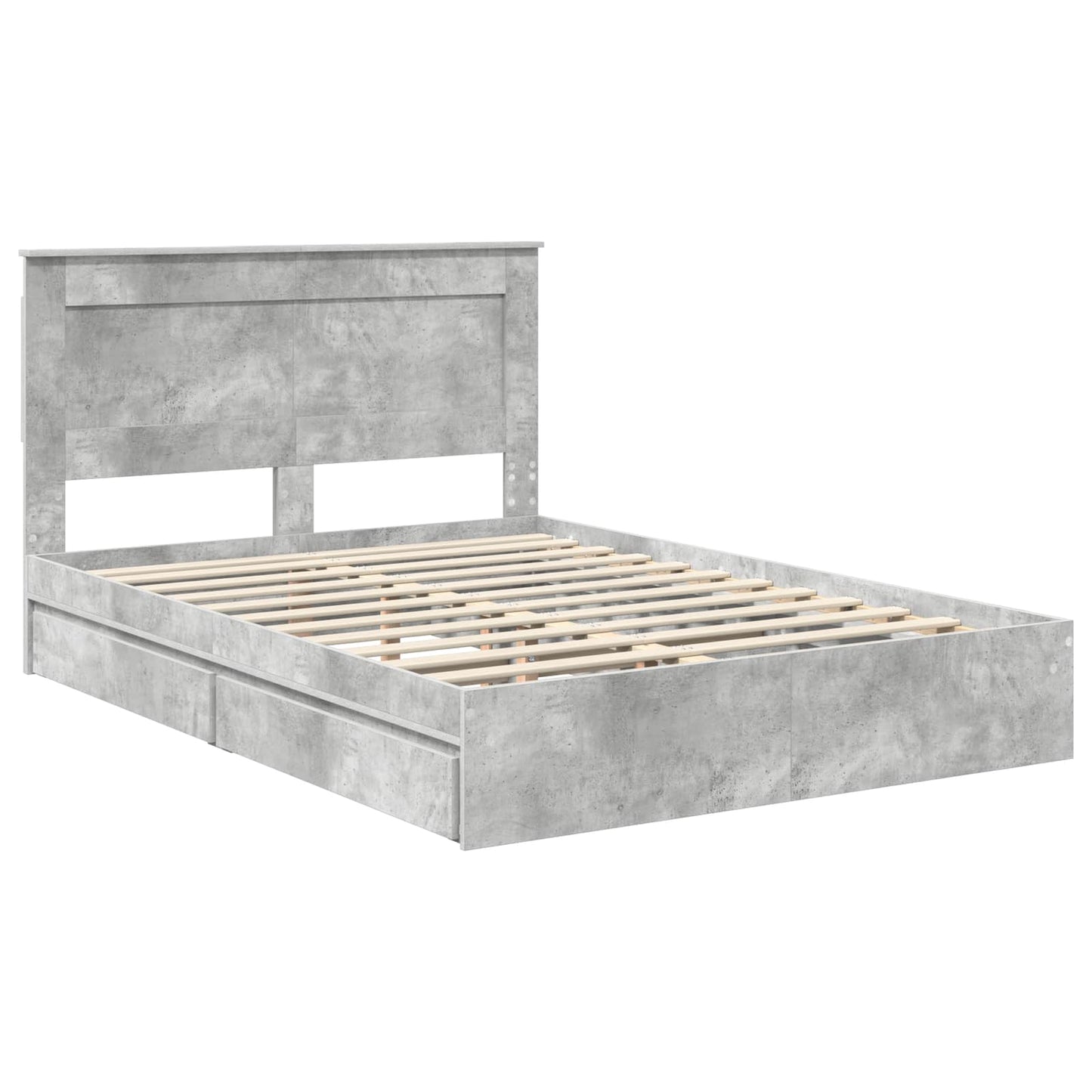 Opslag bed met hoofdeinde Beton Grijs 150 x 200 cm Bewerkt hout is nu te koop bij PeponiXL, paradijselijk wonen!