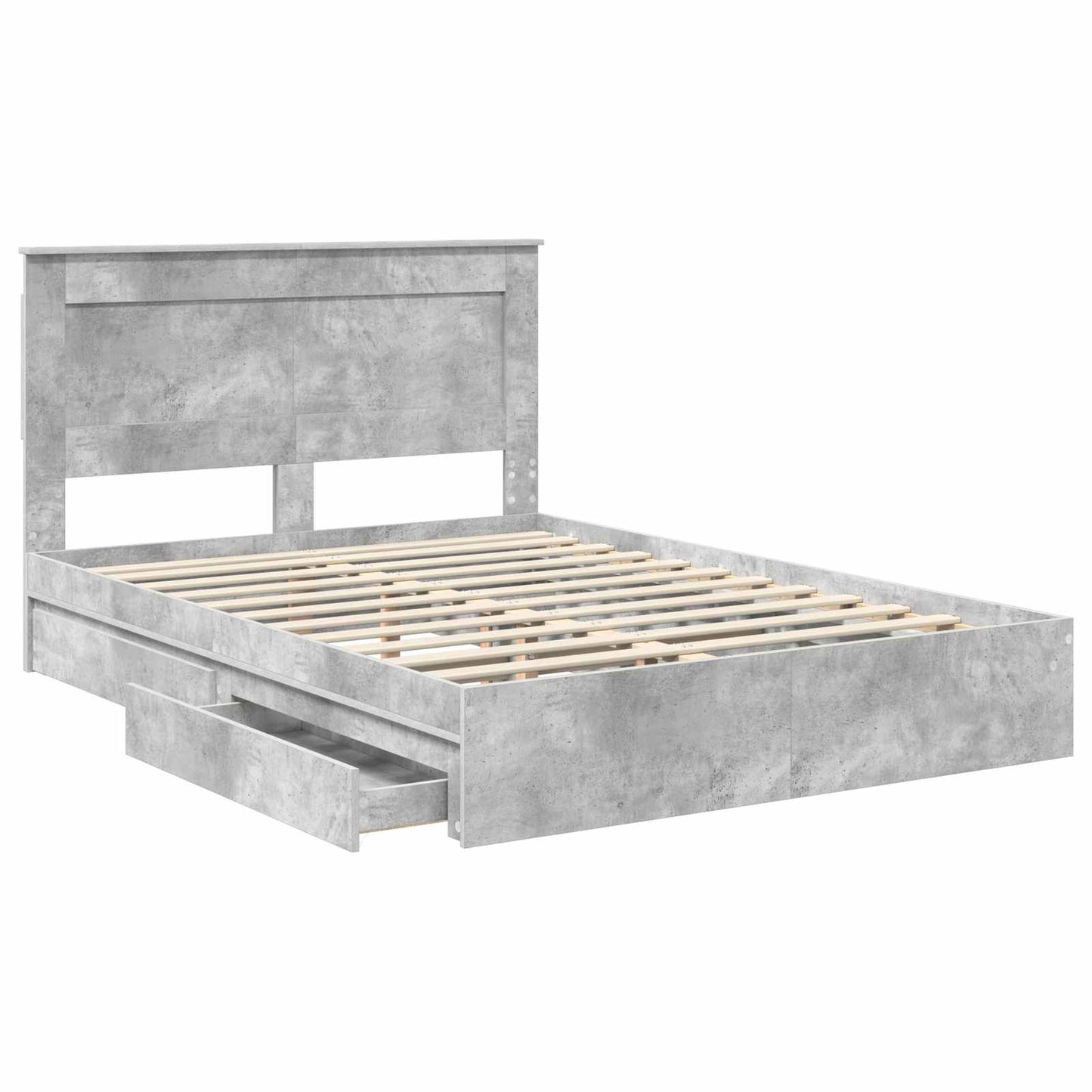 Opslag bed met hoofdeinde Beton Grijs 150 x 200 cm Bewerkt hout is nu te koop bij PeponiXL, paradijselijk wonen!