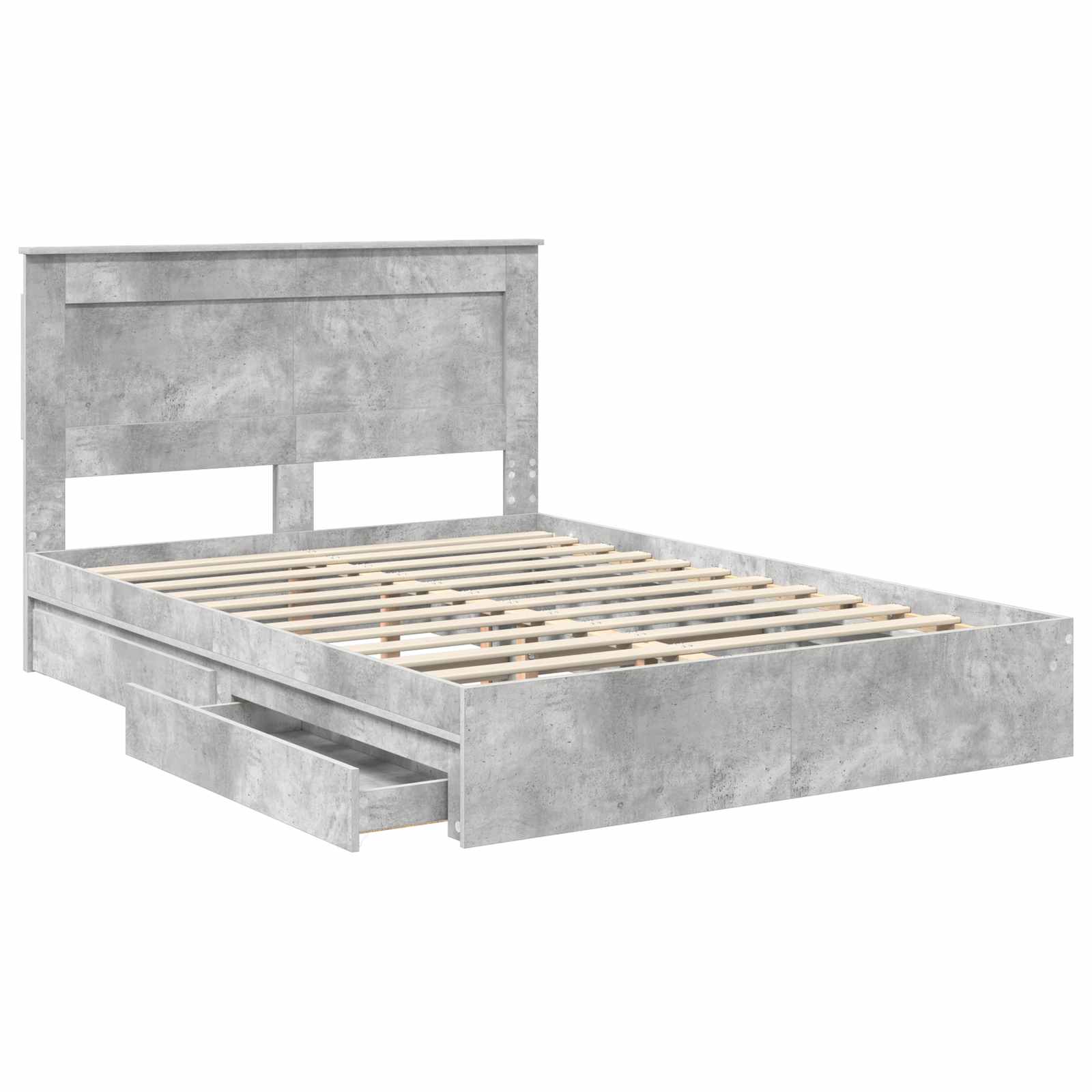 Opslag bed met hoofdeinde Beton Grijs 150 x 200 cm Bewerkt hout is nu te koop bij PeponiXL, paradijselijk wonen!