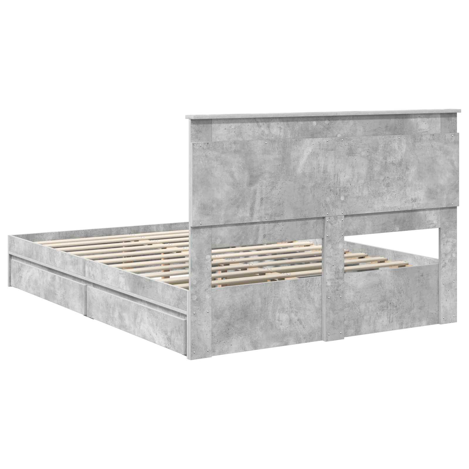 Opslag bed met hoofdeinde Beton Grijs 150 x 200 cm Bewerkt hout is nu te koop bij PeponiXL, paradijselijk wonen!