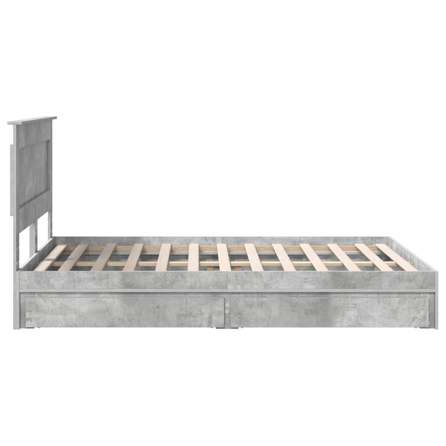 Opslag bed met hoofdeinde Beton Grijs 150 x 200 cm Bewerkt hout is nu te koop bij PeponiXL, paradijselijk wonen!
