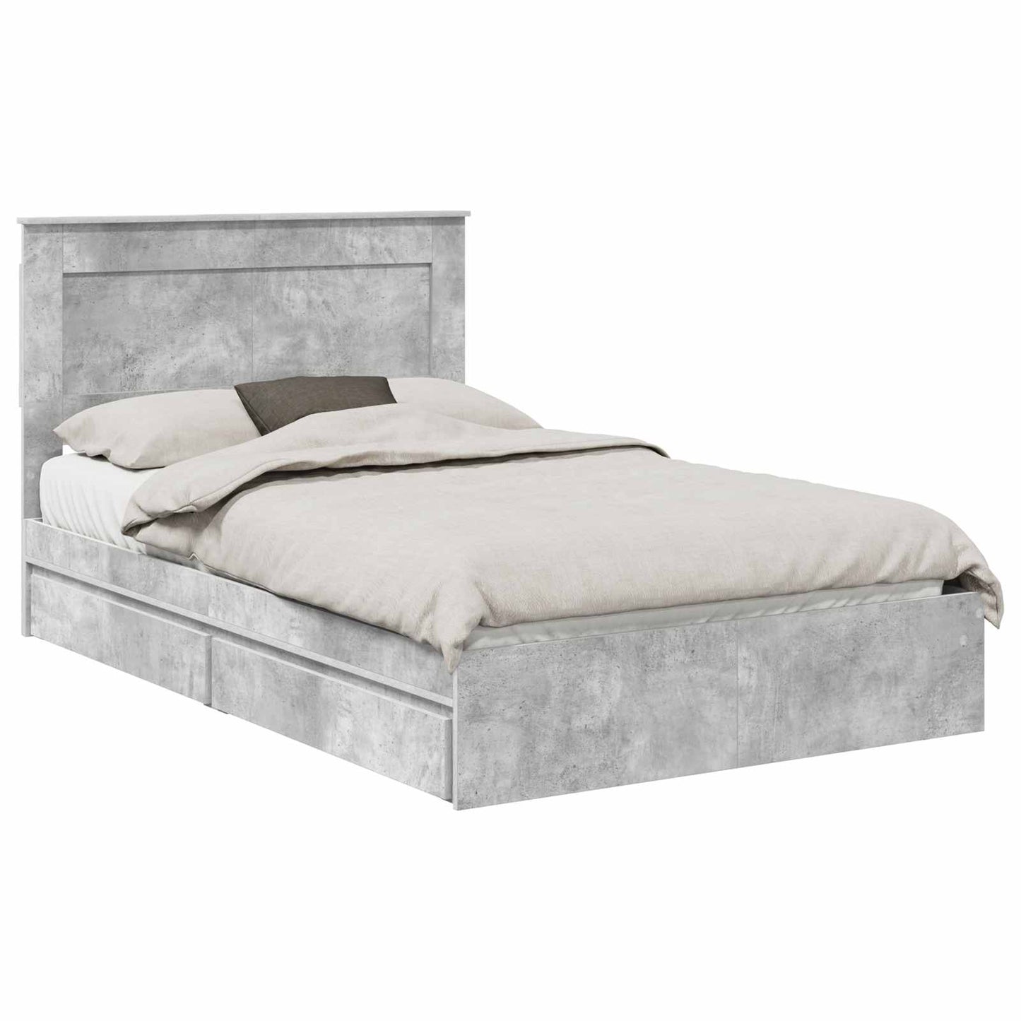 Opslag bed met hoofdeinde Beton Grijs 135 x 190 cm Bewerkt hout is nu te koop bij PeponiXL, paradijselijk wonen!