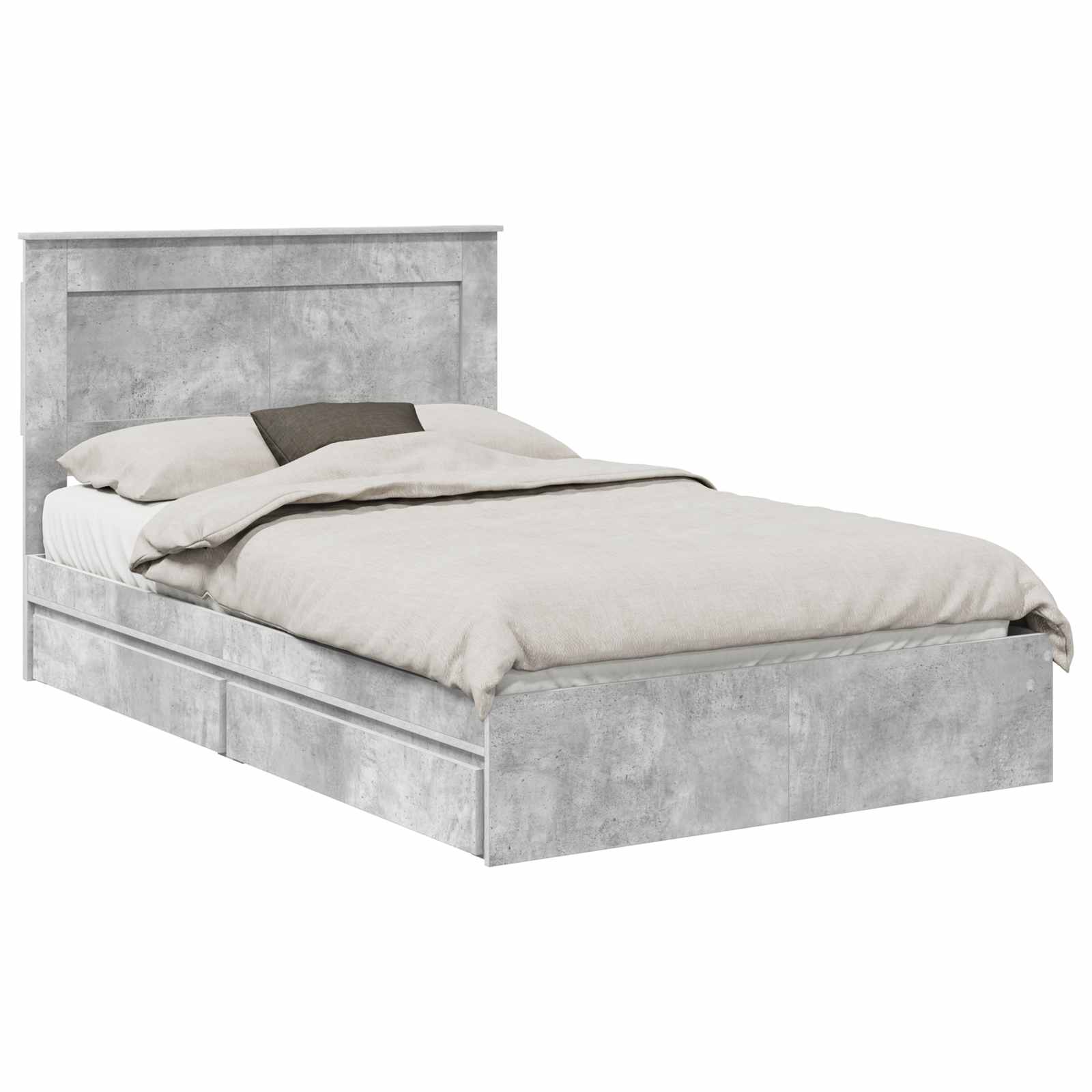 Opslag bed met hoofdeinde Beton Grijs 135 x 190 cm Bewerkt hout is nu te koop bij PeponiXL, paradijselijk wonen!