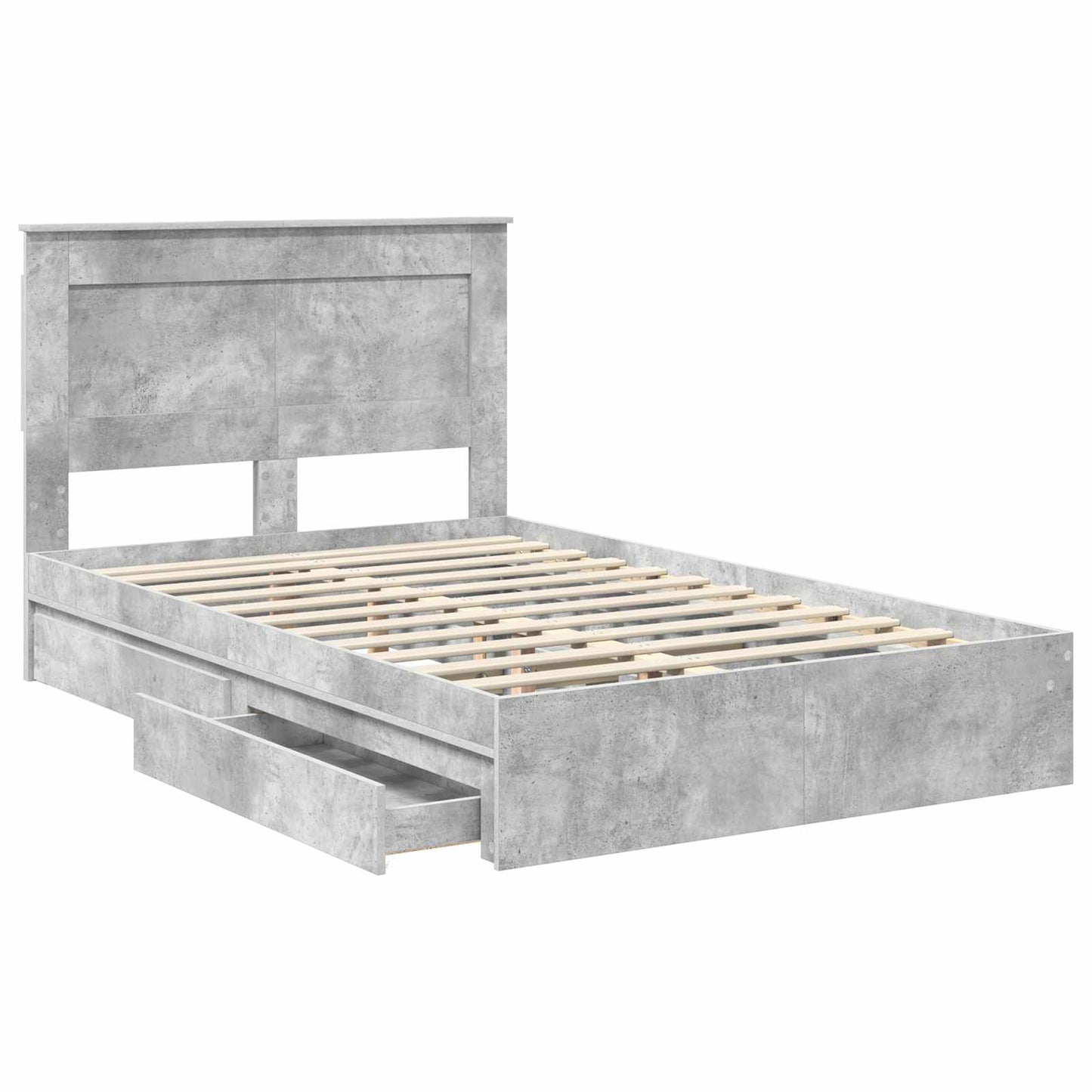 Opslag bed met hoofdeinde Beton Grijs 135 x 190 cm Bewerkt hout is nu te koop bij PeponiXL, paradijselijk wonen!