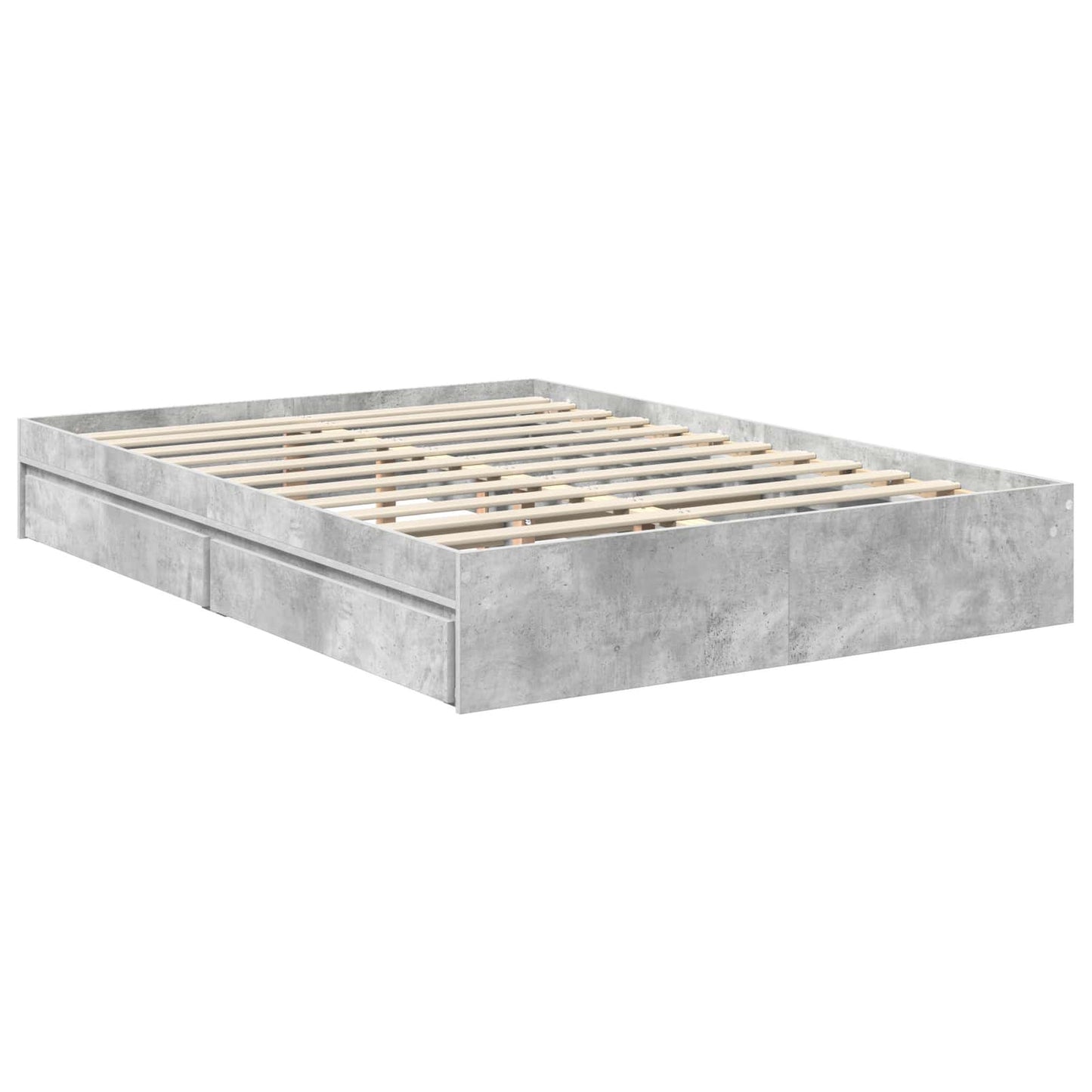 Opslag bed met hoofdeinde Beton Grijs 135 x 190 cm Bewerkt hout is nu te koop bij PeponiXL, paradijselijk wonen!