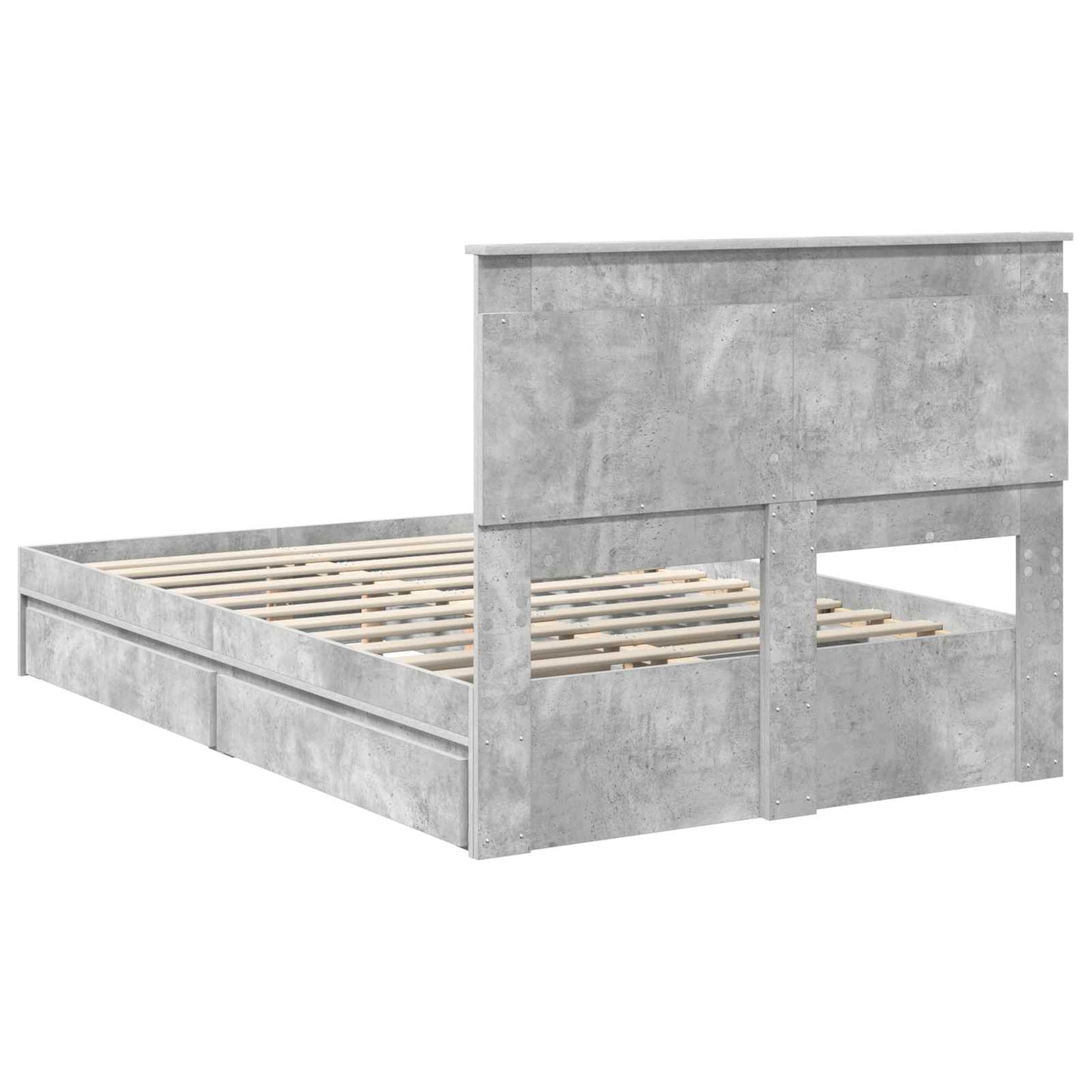 Opslag bed met hoofdeinde Beton Grijs 135 x 190 cm Bewerkt hout is nu te koop bij PeponiXL, paradijselijk wonen!