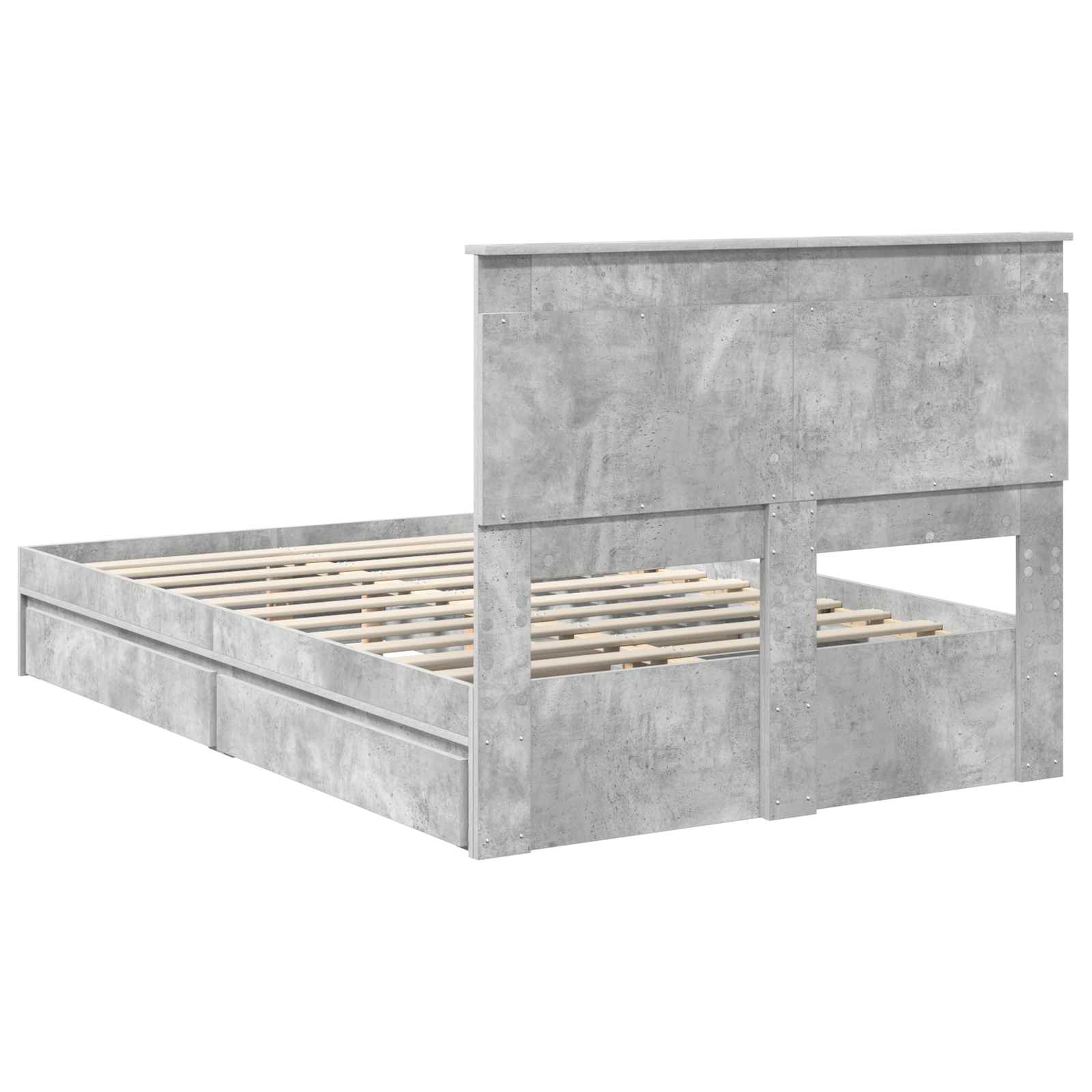 Opslag bed met hoofdeinde Beton Grijs 135 x 190 cm Bewerkt hout is nu te koop bij PeponiXL, paradijselijk wonen!