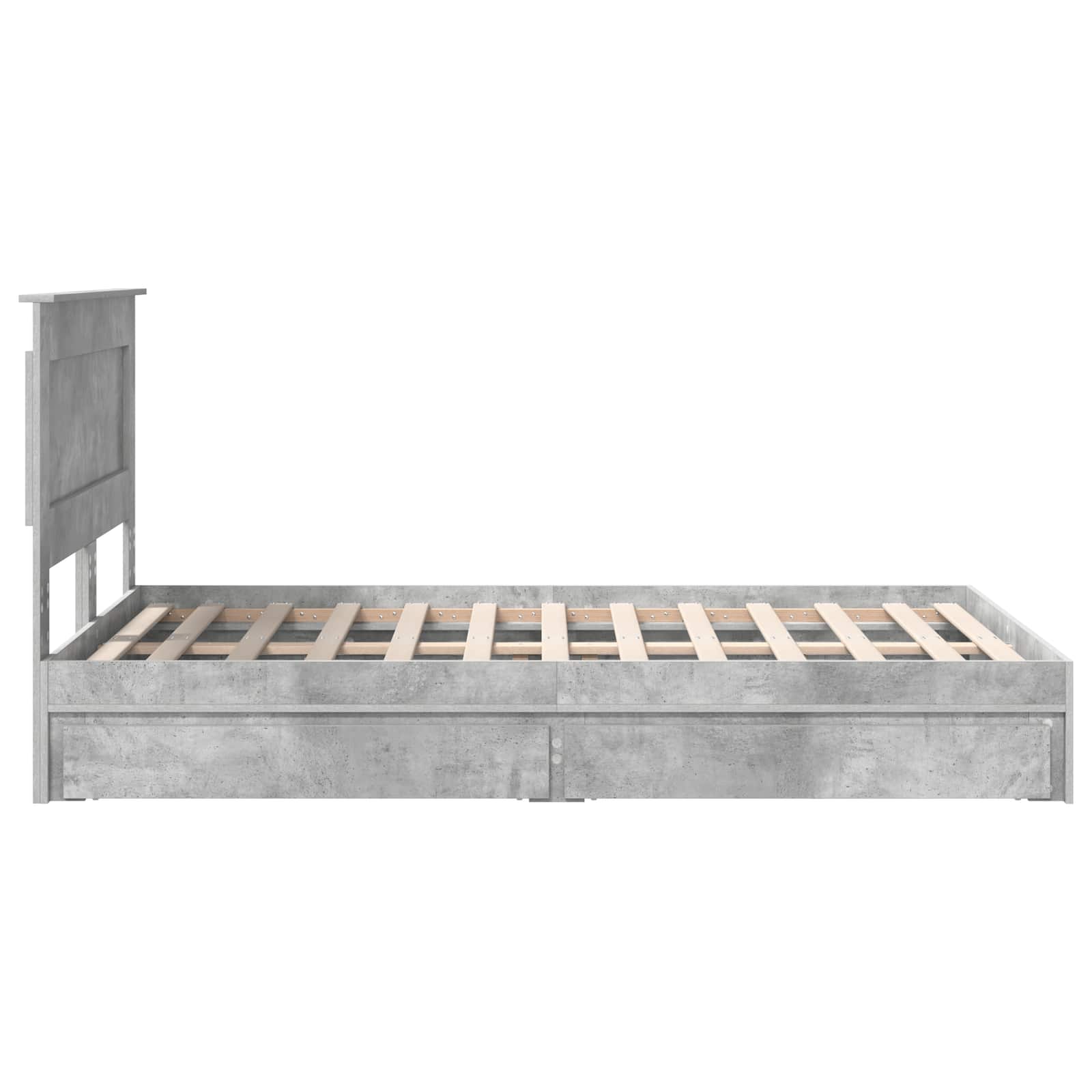 Opslag bed met hoofdeinde Beton Grijs 135 x 190 cm Bewerkt hout is nu te koop bij PeponiXL, paradijselijk wonen!