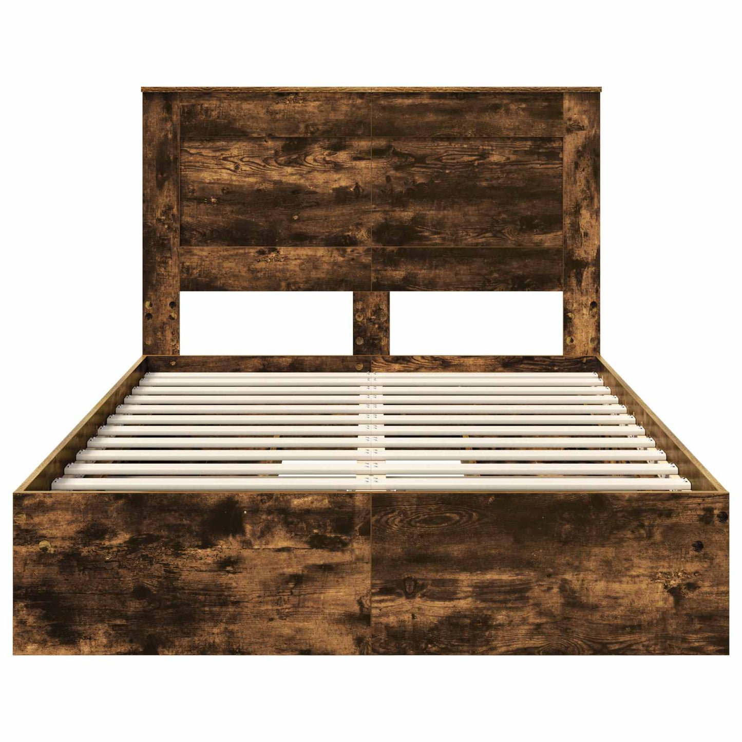 Opslag bed met lade Gerookt eiken 135 x 190 cm Bewerkt hout is nu te koop bij PeponiXL, paradijselijk wonen!