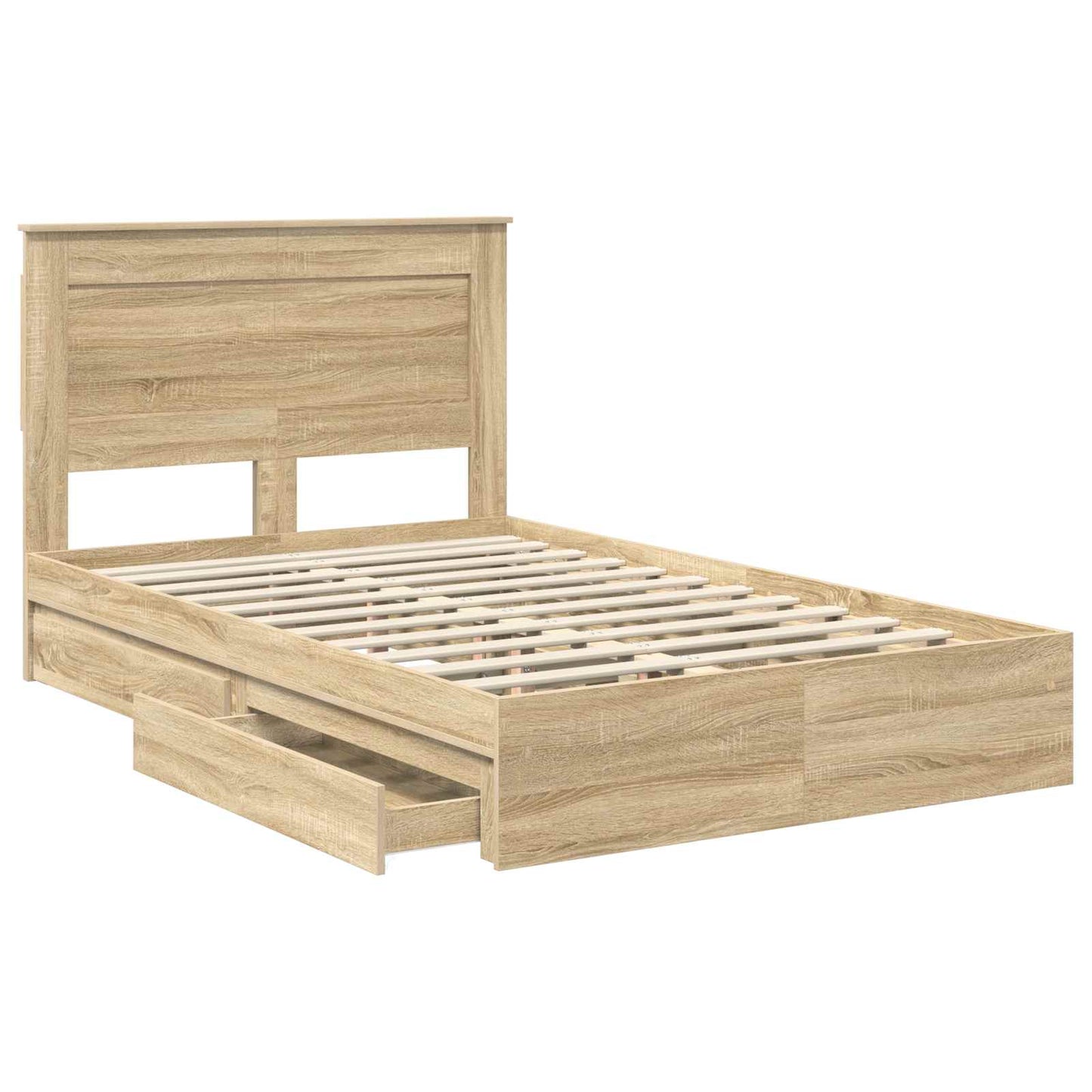 Opslag bed met lade Sonoma Eiken 120 x 200 cm Bewerkt hout is nu te koop bij PeponiXL, paradijselijk wonen!