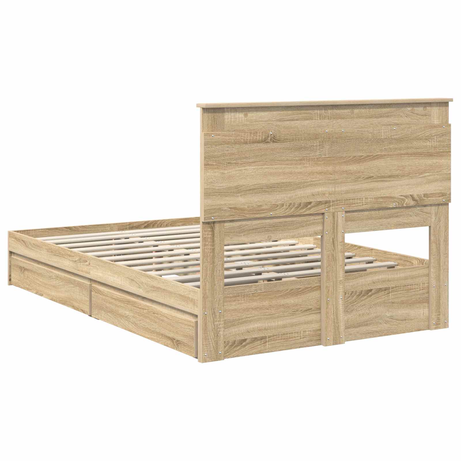 Opslag bed met lade Sonoma Eiken 120 x 200 cm Bewerkt hout is nu te koop bij PeponiXL, paradijselijk wonen!