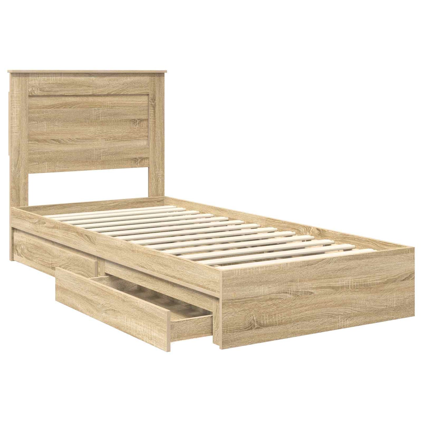 Opslag bed met lade Sonoma Eiken 100 x 200 cm Bewerkt hout is nu te koop bij PeponiXL, paradijselijk wonen!